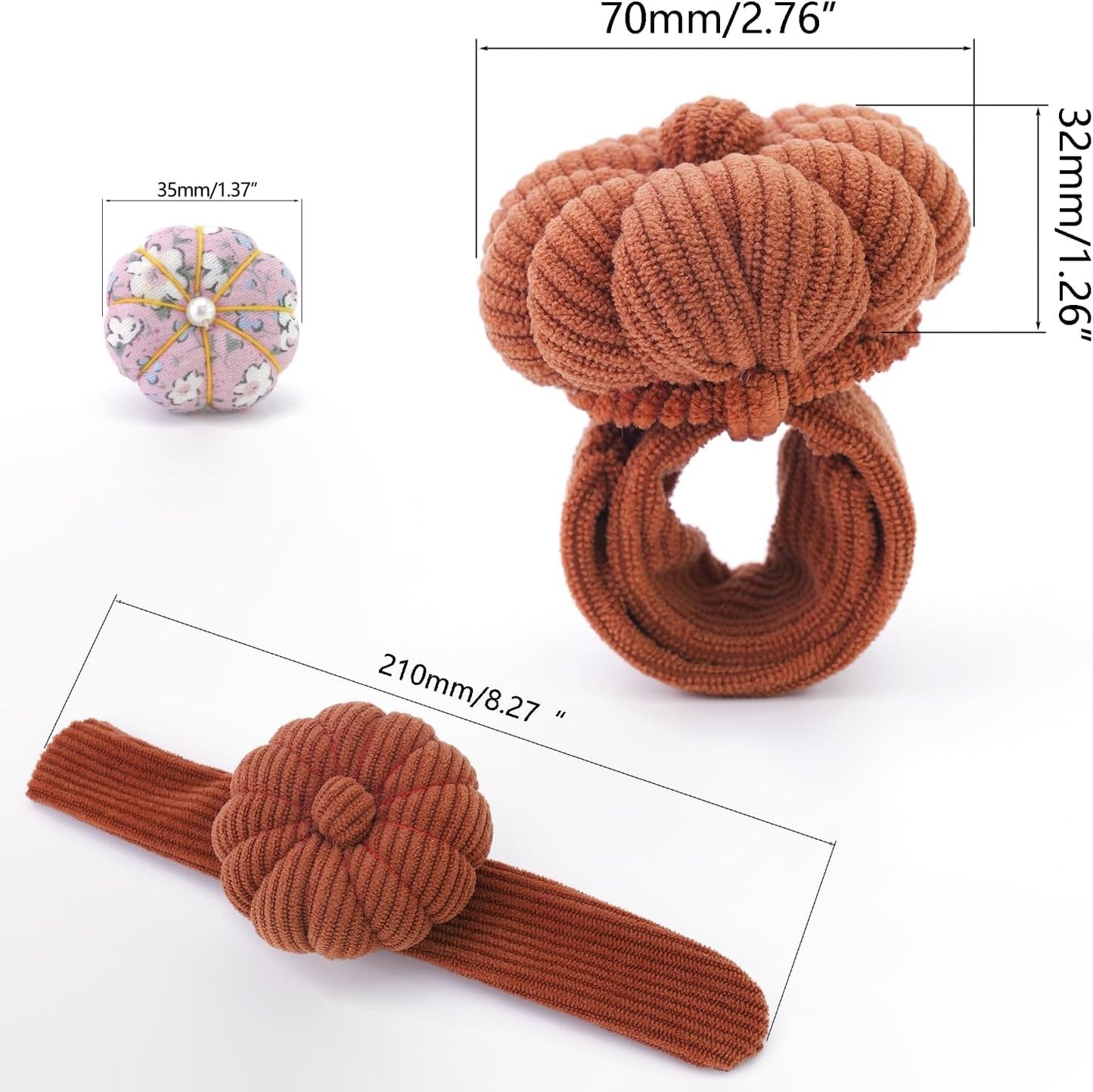 Wrist Pin Cushions, Sewing Needle Cushion kit with 1Pcs Elastic Strap Finger Ring Pincushions, Adjustable Strap Handcraft Needles Holder for Sewing and Quilting.(Maroon)