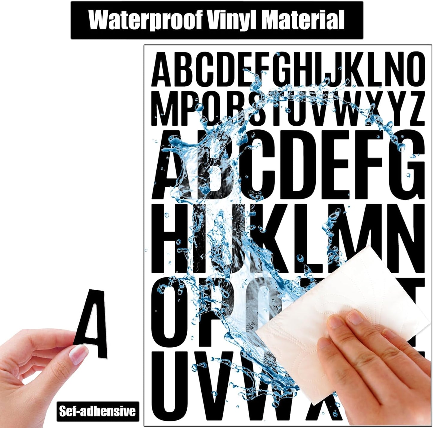 Bemeol Letter Stickers 1560 Pieces 30 Sheets Stick on Vinyl Letters Capital Alphabet Sticker Letter for Craft Bulletin Boards Classroom Home Business Decor(Black,1 Inch,2 Inch)