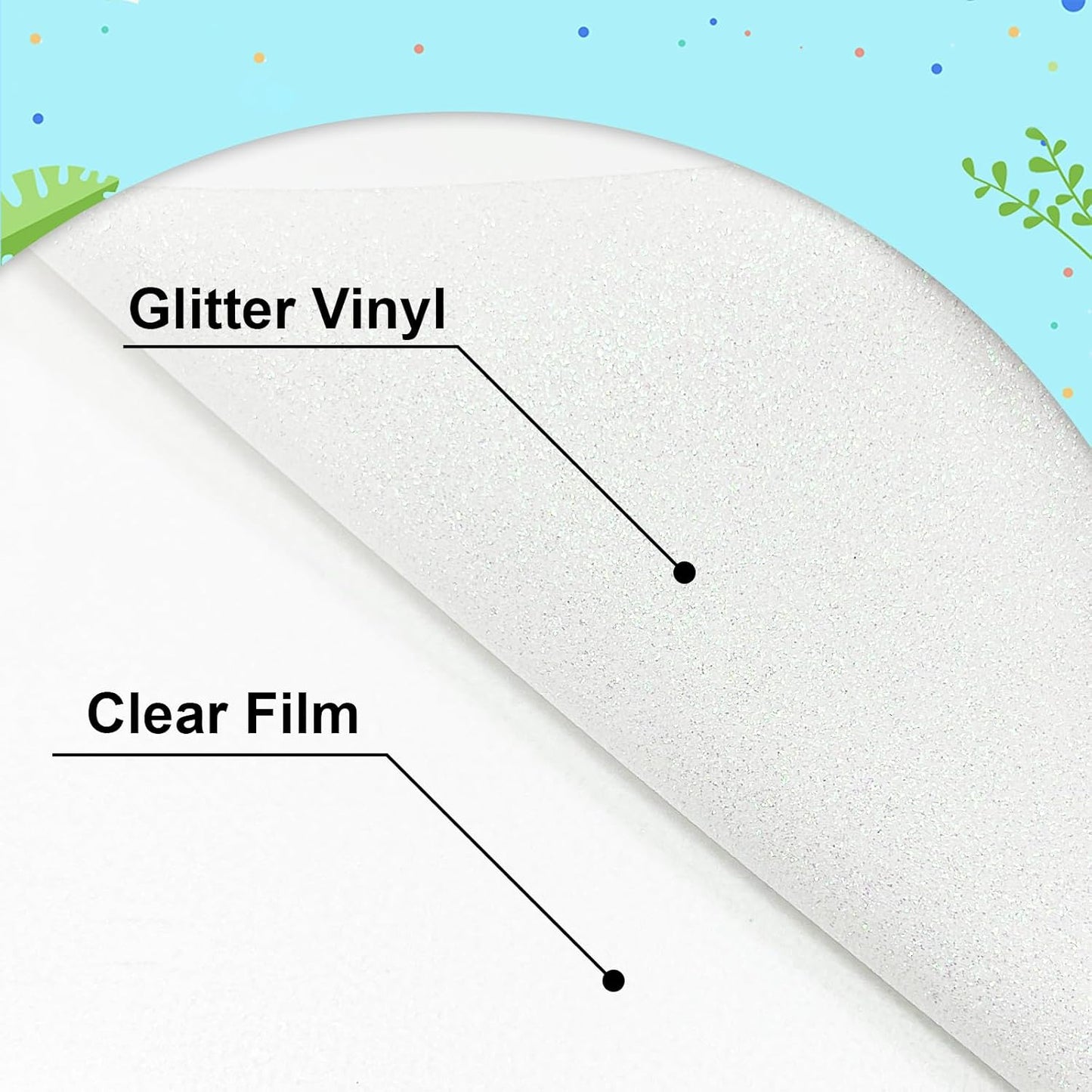 Rainbow White Glitter Heat Transfer Vinyl 12Inch*6FT Glitter Iron on Vinyl for T Shirts Easy to Cut and Weed Compatible with All Cutter Machines HTV Vinyl Iron onfor Cricut (Rainbow White)