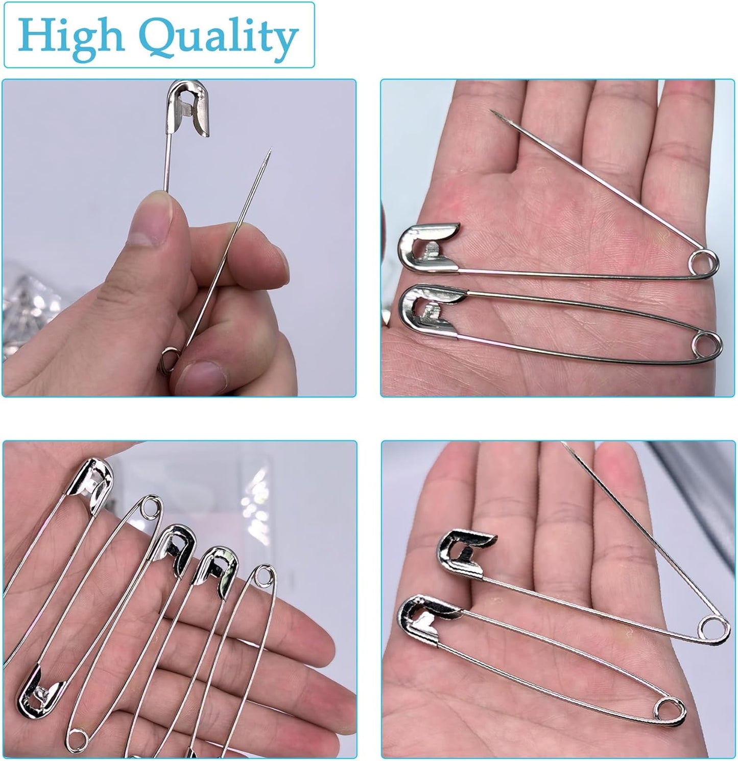 60PCS-3Inch Large Silver Safety Pins, Rust-Resistant Nickel Plated Steel, Sharp Edge, Multi-Use