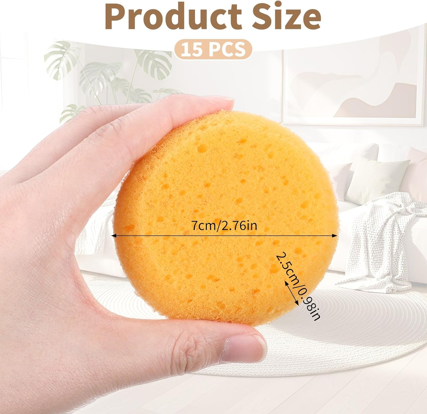 15pcs Pottery Sponges for Clay Round Painting Sponge Yellow Elasticity Cleaning Art sponges for Face Painting Pottery Art Crafts Kitchen Shoes Leather Care