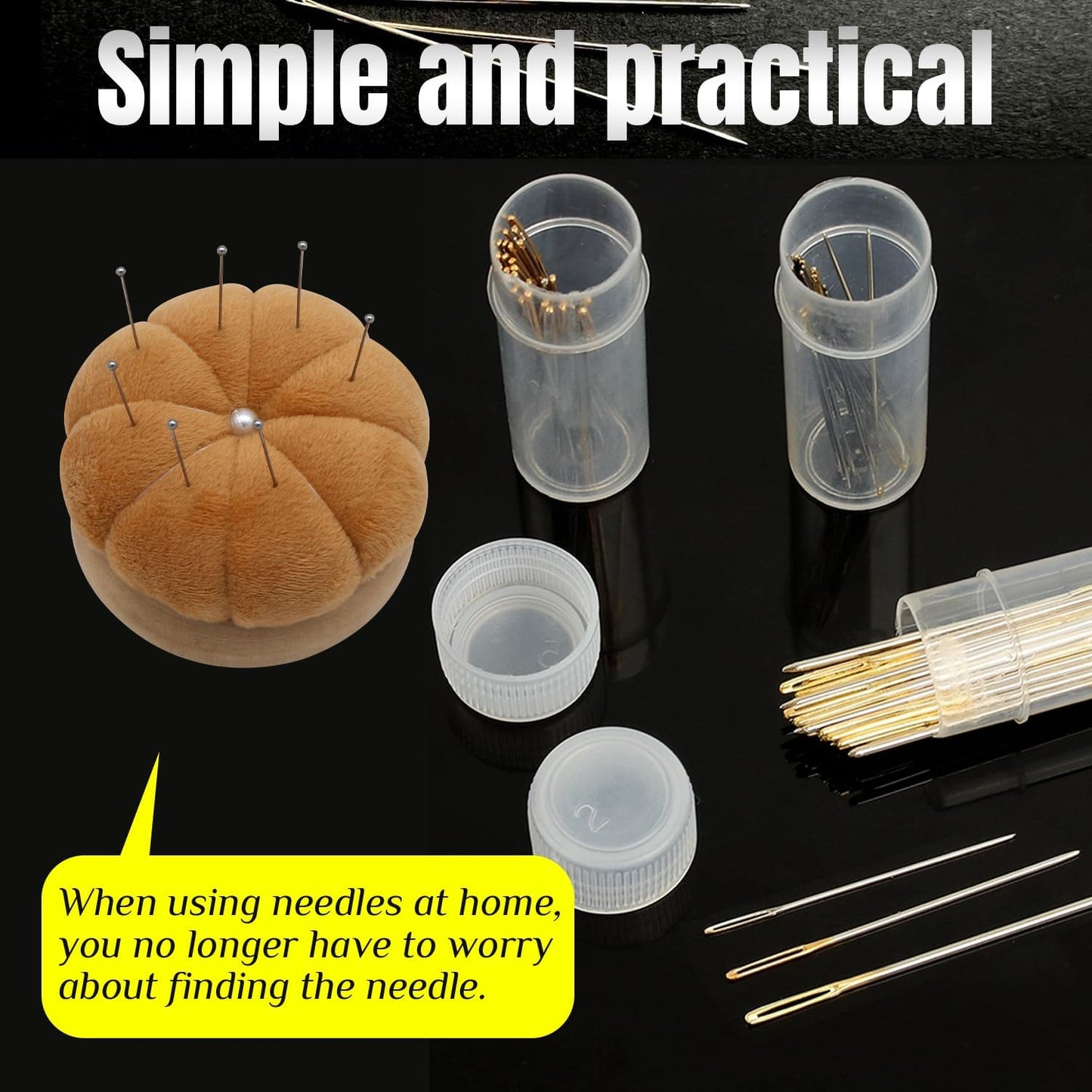 Uxney Pin Cushion,Wooden Sewing Pin Cushion Pincushion Needle Cushion for Sewing Quilting Needlework DIY Crafts(Brown,2 PCS)