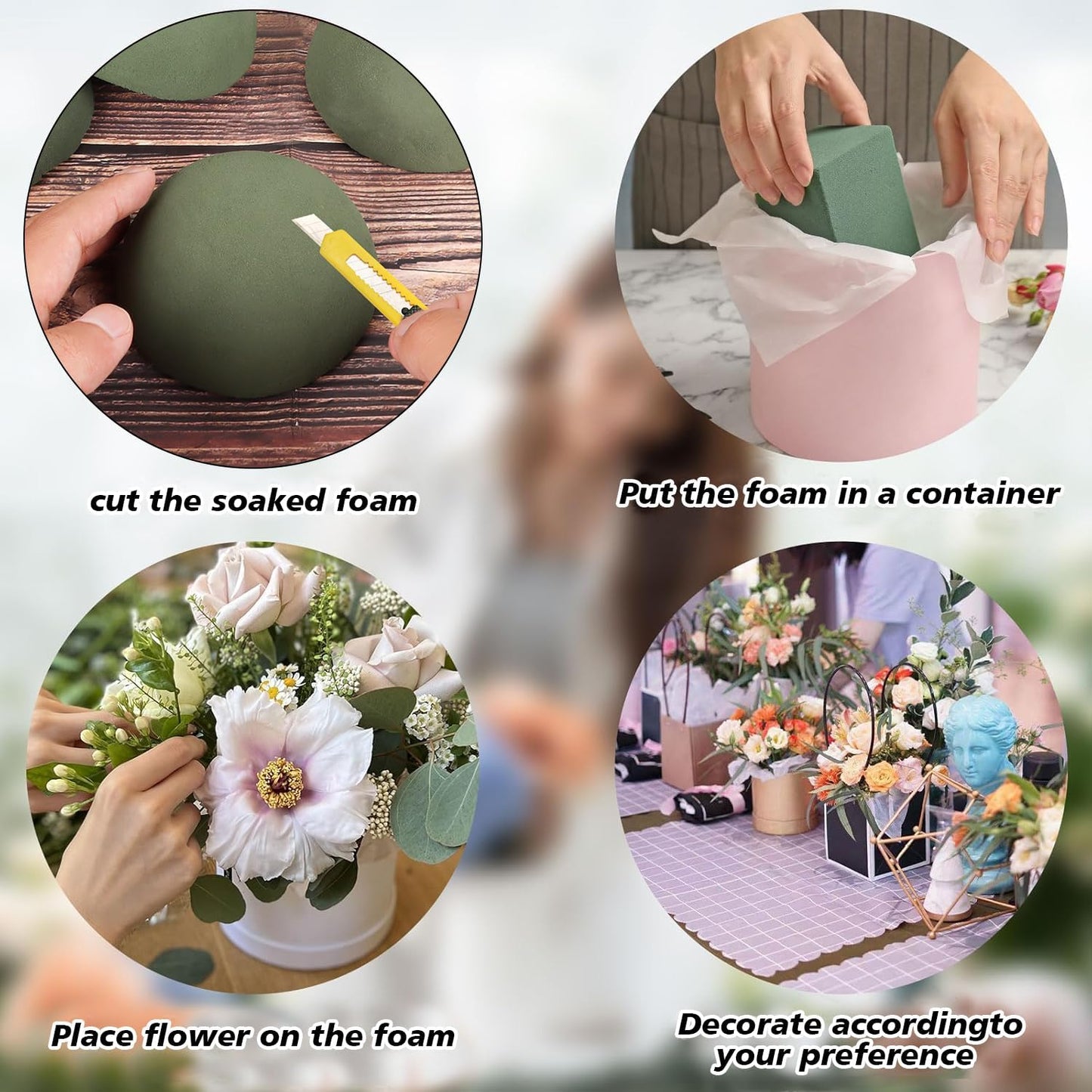 LOKIPA 4 Pack Small Floral Foam Half Ball, Floral Foam Round Half Ball Floral Foam for Artificial Plant Floral Arrangement Wedding Garden Decorations(3.54x1.77inch)