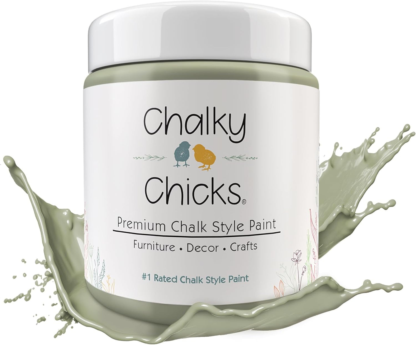 Chalky Chicks All-in-One Chalk Paint for Furniture or Cabinet -16FlOz-Matte Finish Mountain Green (Sage Green) for Metal, Wood Furniture Paint - No Sanding All-in-One for Home Decor & Crafts, USA Made
