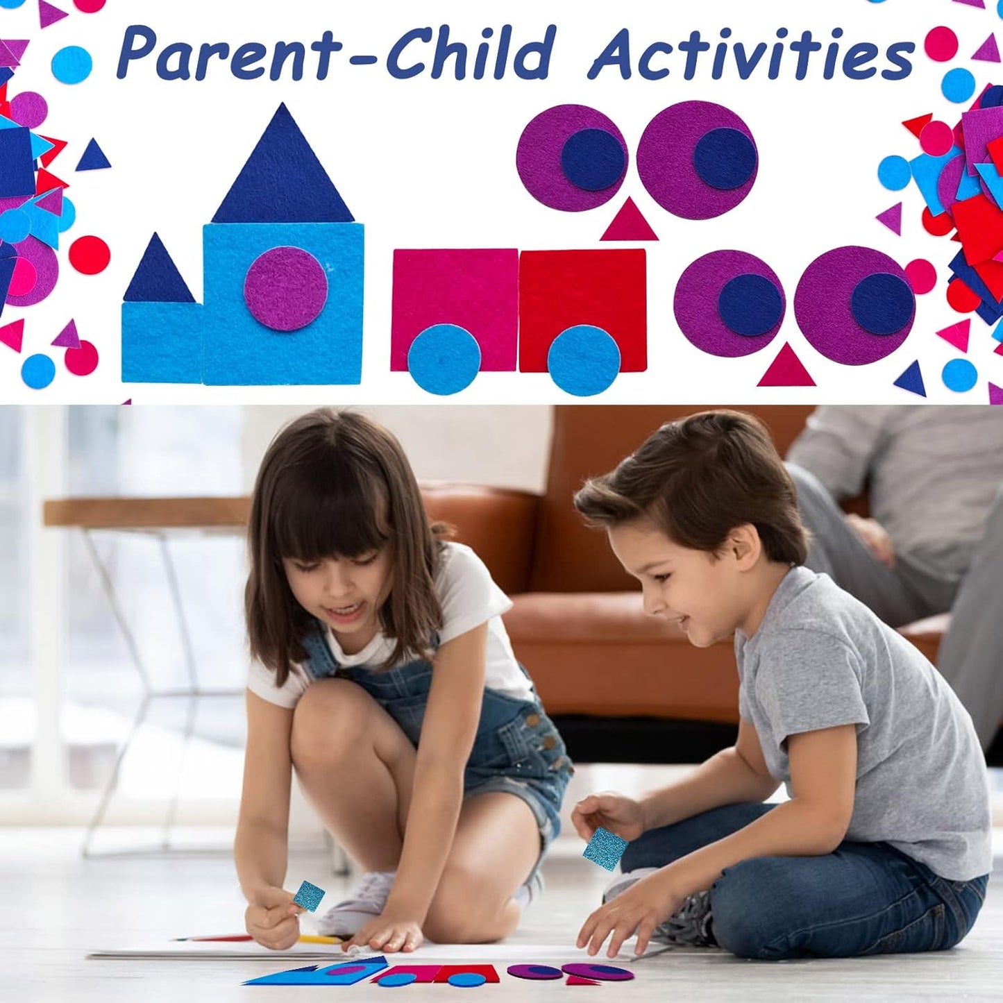 Jtnohx Geometric Stickers, Felt Stickers for Kids, Felt Geometric for Crafts, Craft Supplies for Scrapbooking 170pcs 1" to 2" Size