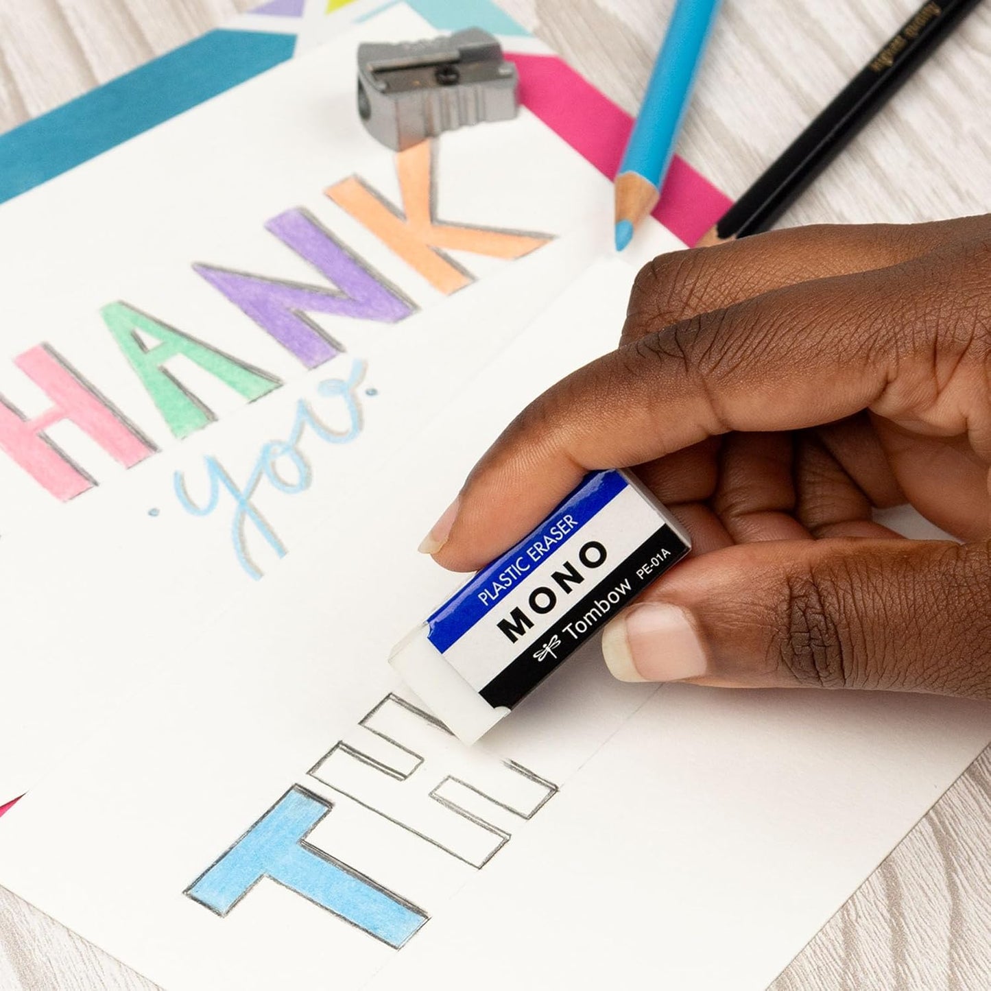 Tombow 57321 MONO Eraser, White, Small, 5-Pack. Cleanly Removes Marks Without Damaging Paper