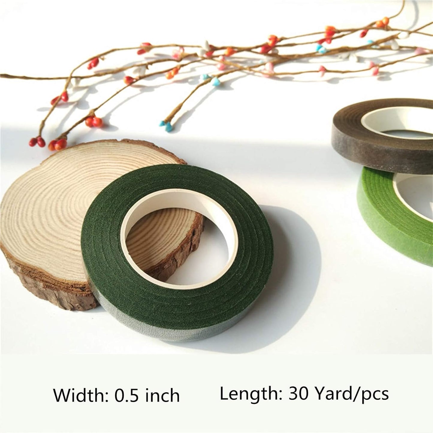 4 Rolls 1/2 Inch Floral Tapes Florist Wraps for Bouquet Stem and Flowers Making Craft Projects (30 Yards, Dark Green)