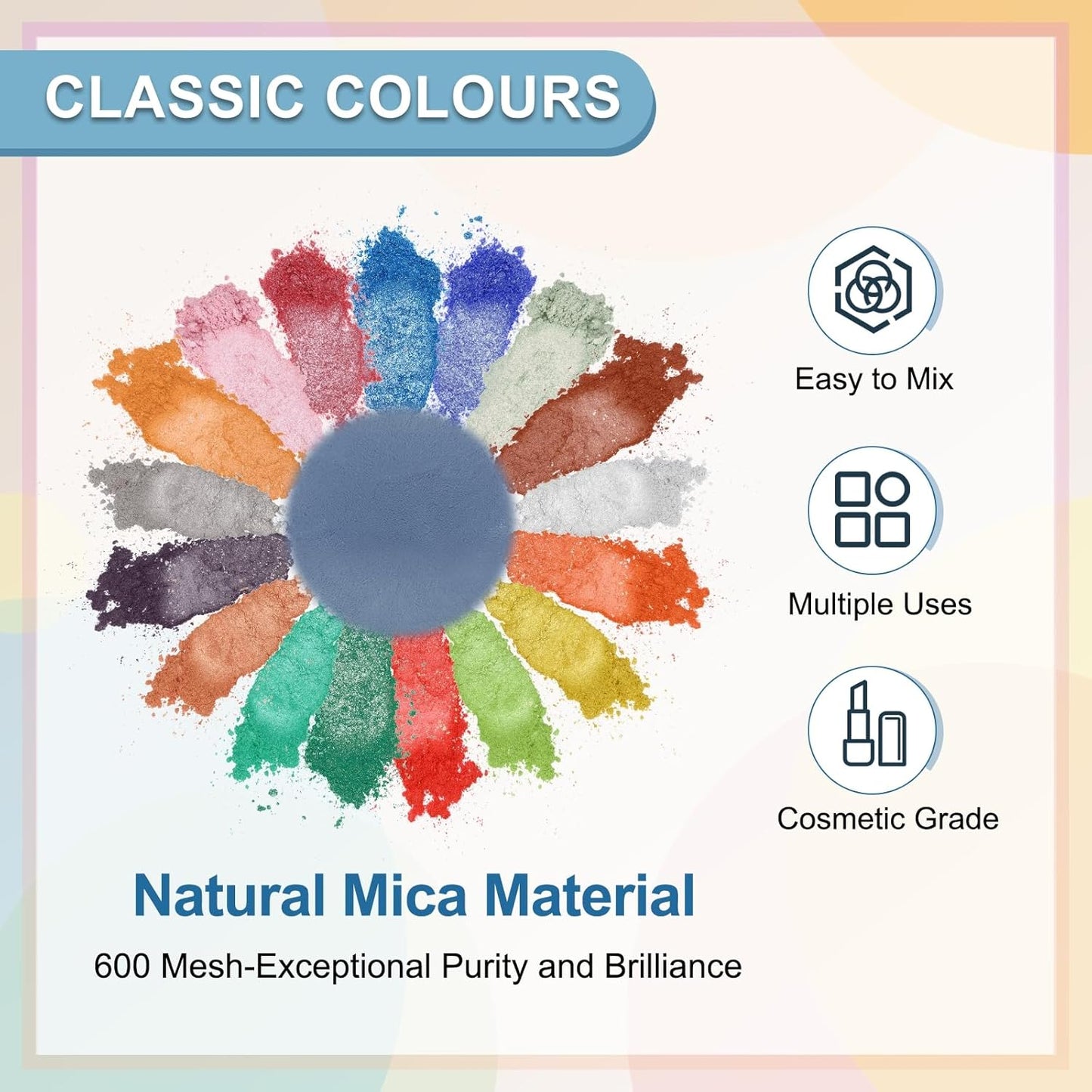 uxcell 10g/0.35oz Cosmetic Grade Mica Powder, 600 Mesh Mica Powder Natural Resin Epoxy Pigment Powders for Casting Resin, Candle Dye, DIY Nail Polish and Lip Gloss, Light Blue