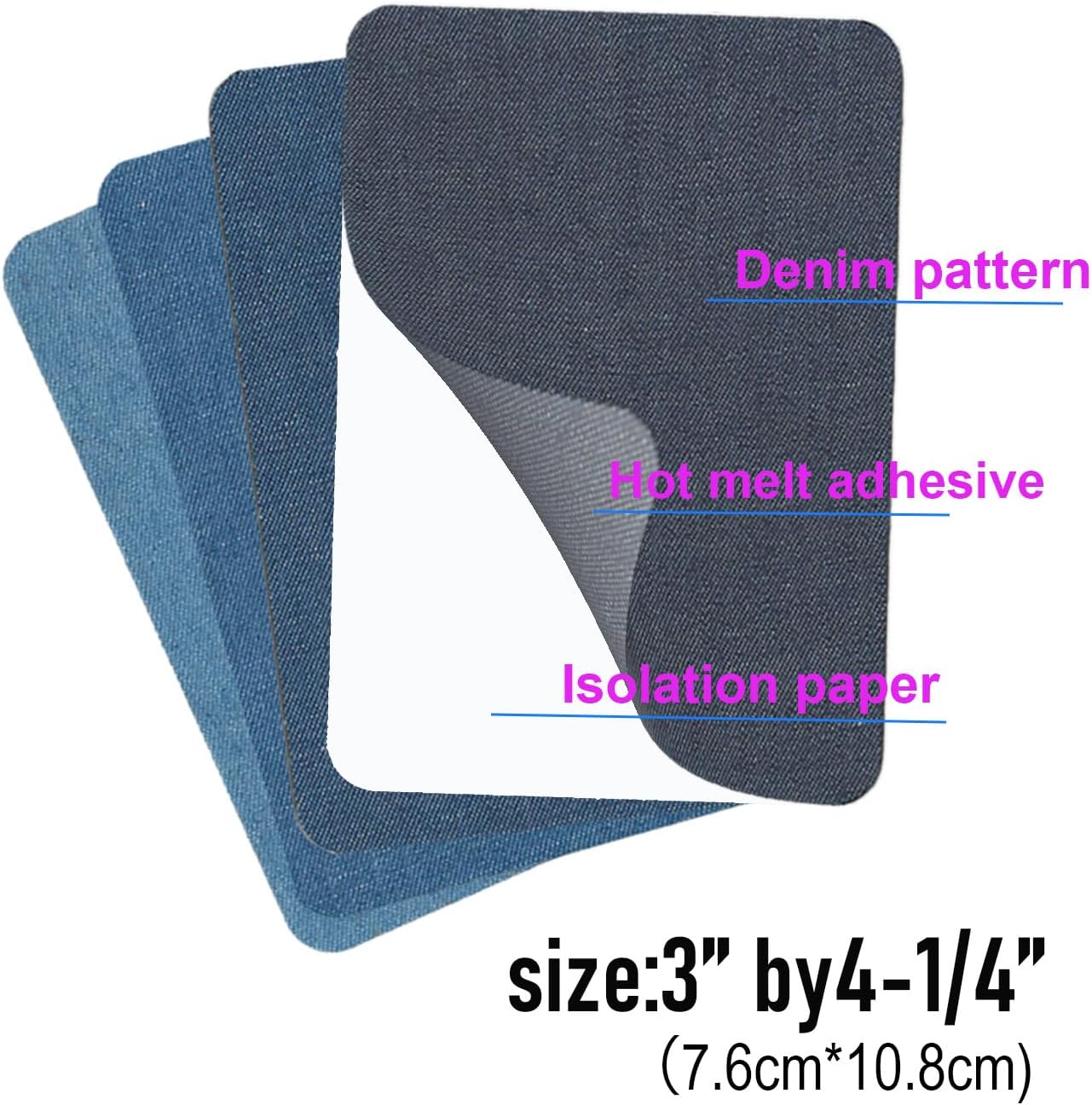 Iron-On Fabric Patches for Clothing, 20 Sheets 3" by 4-1/4", Durable Washable Iron On or Sew On Repair Patches for Jeans, Denim Jackets, Pants, Shirts, Bags, Backpacks, DIY Crafts