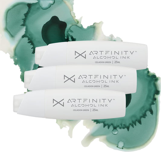 Alcohol Inks 3 Pack - Vibrant, Professional, Dye-Based Alcohol Inks for Artfinity Alcohol Markers, Artists, Drawing, & More! - Celadon Green BG6-4