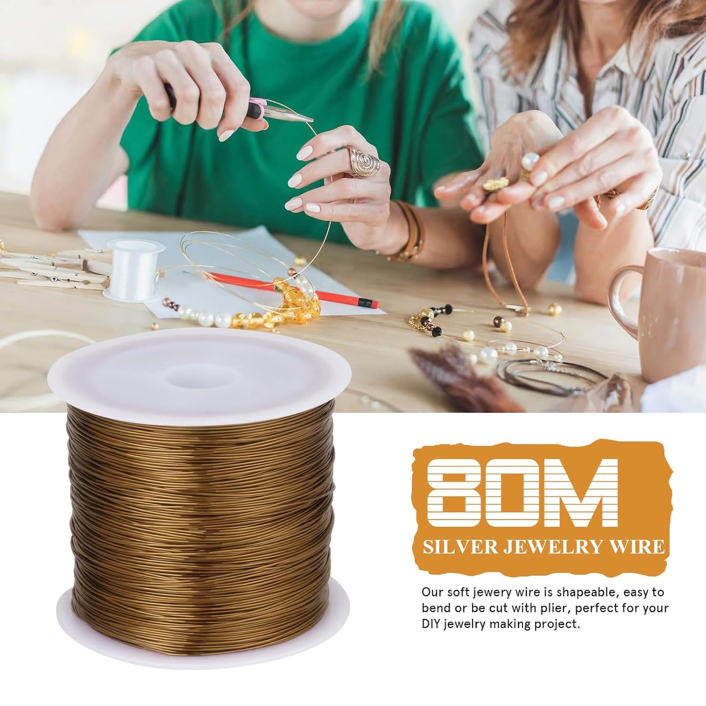 262FT Jewelry Wire 24 Gauge Tarnish-Resistant Copper Beading Wires Roll Bulk for DIY Crafts Jewelry Making, Antique Bronze