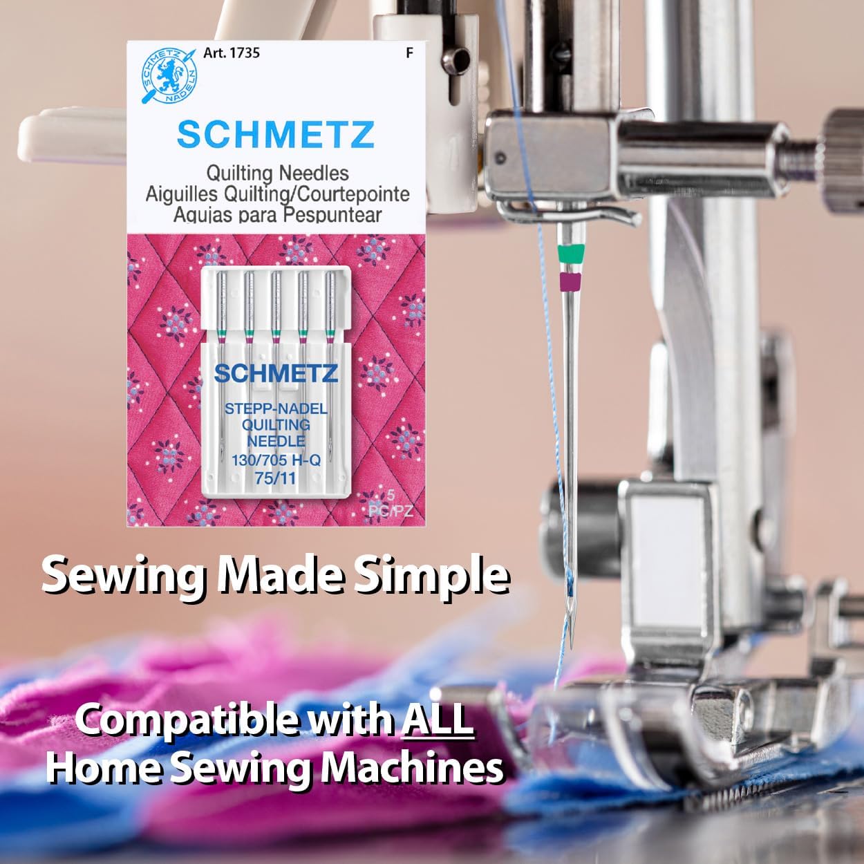SCHMETZ Quilting Needles - Size 75/11, 5-Needle Cards, Pack of 10
