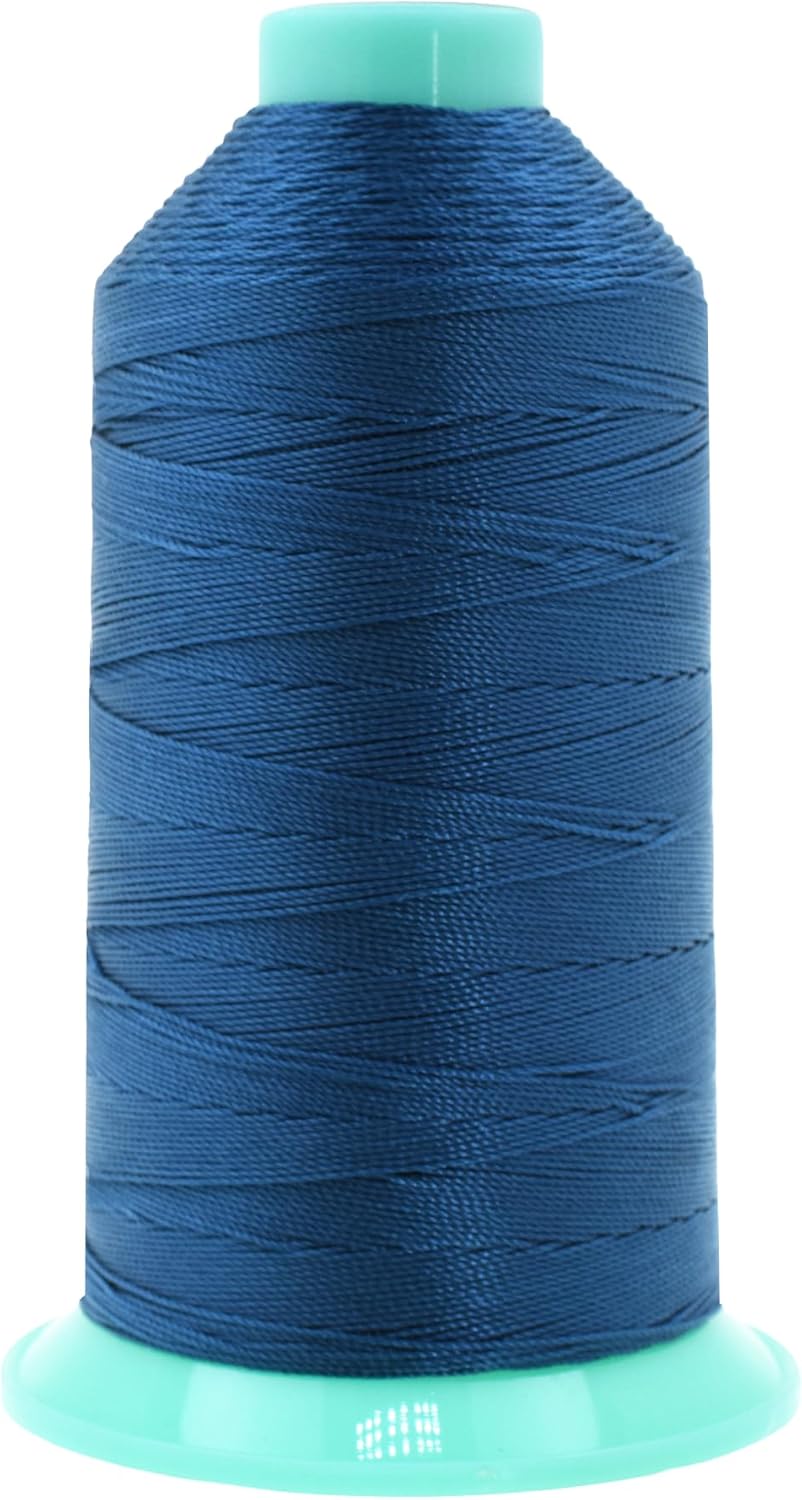 Mandala Crafts Bonded Nylon Thread Airforce Blue Heavy Duty Sewing Threads - 415 YDs Size 346 210D T350 Tex 350 Thread for Leather Jeans Weaving Outdoor Marine Upholstery Threads