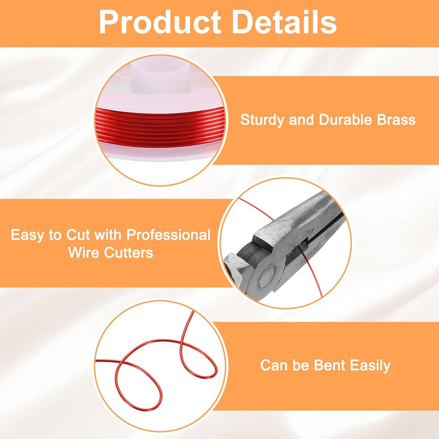 HARFINGTON 5ft Jewelry Wire, 18 Gauge (1mm) Brass Craft Soft Metal Tarnish Resistant Copper Beading Wire for Jewelry Making Supplies Crafting, Bright Red