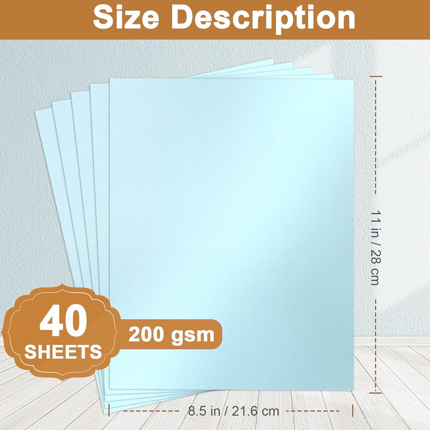 40 Sheets Blue Shimmer Cardstock 8.5 x 11 Metallic Paper, 75lb light blue Card Stock Craft Paper for DIY Card Making, Thank You Cards, Invitations, Anniversary Cards, Birthday