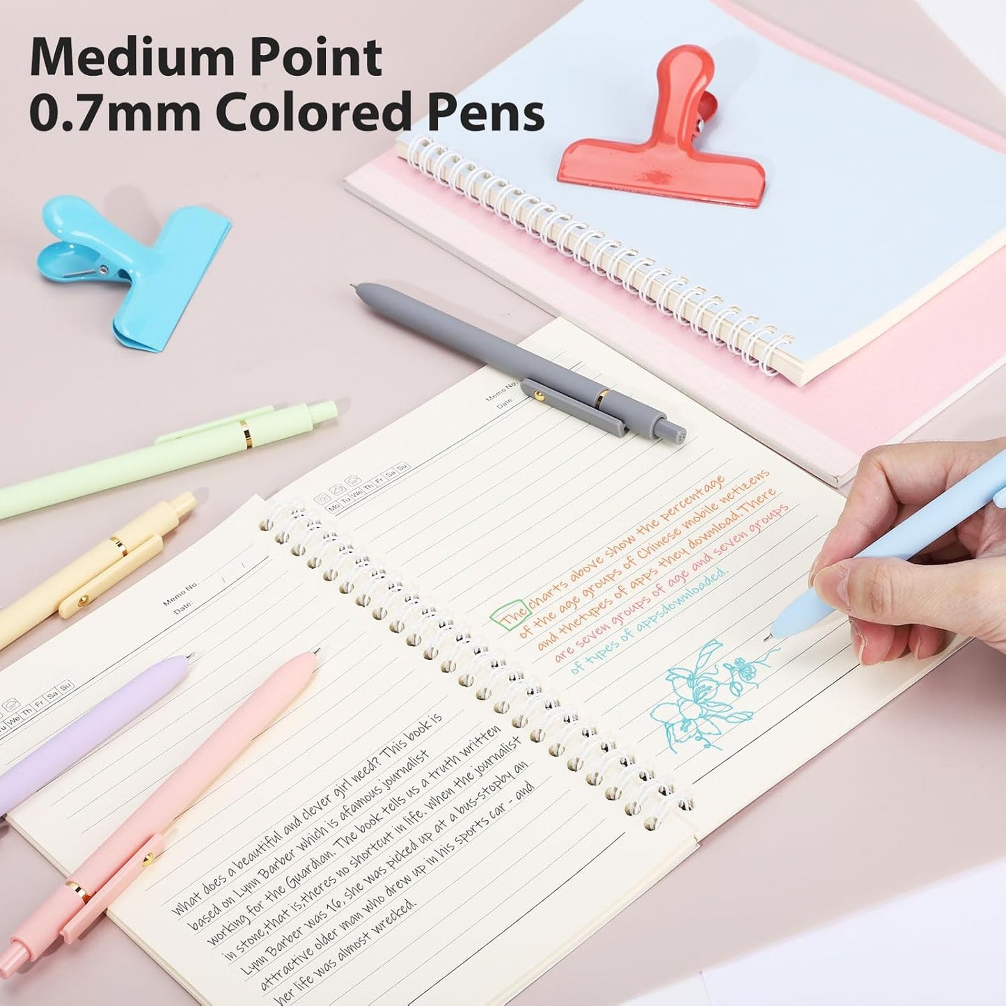 FIOVER Colored Pens, 24 Pack Colorful Gel Pens, Quick-Dry 0.7mm Medium Point for Journaling, Note Taking, Doodling, Aesthetic Office School Supplies, Gifts for Women Men(24PCS Aesthetic+Vintage)