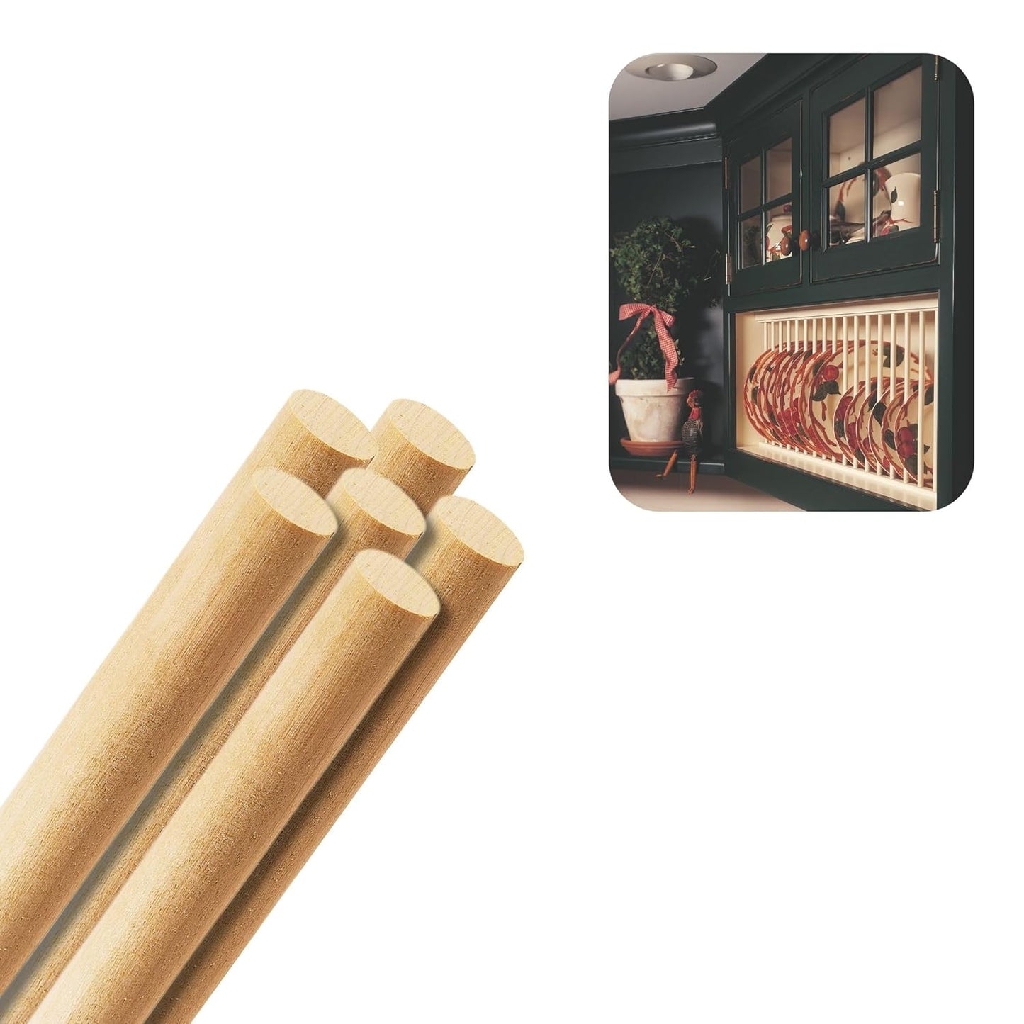 Birch Round Dowels (7/8" x 36", Pack of 6) | Variety of Diameters & Wood Species | Unfinished Wooden Dowel Rods for Crafts & DIY Home Projects | Curtain Rod, Macrame Supplies, Moulding Trim, Flagpole
