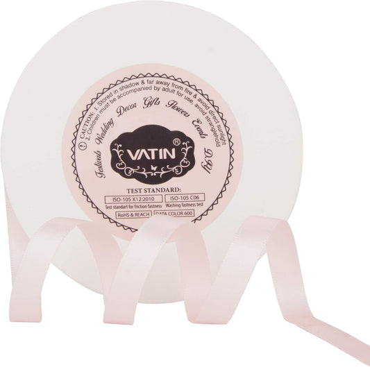 VATIN Double Face Sideshow Rose Satin Ribbon 3/8" Continuous 50 Yards,White Polyester Fabric Ribbon use for Bows Bouquet, Gift Wrapping, Floral Arrangement Wedding Decoration