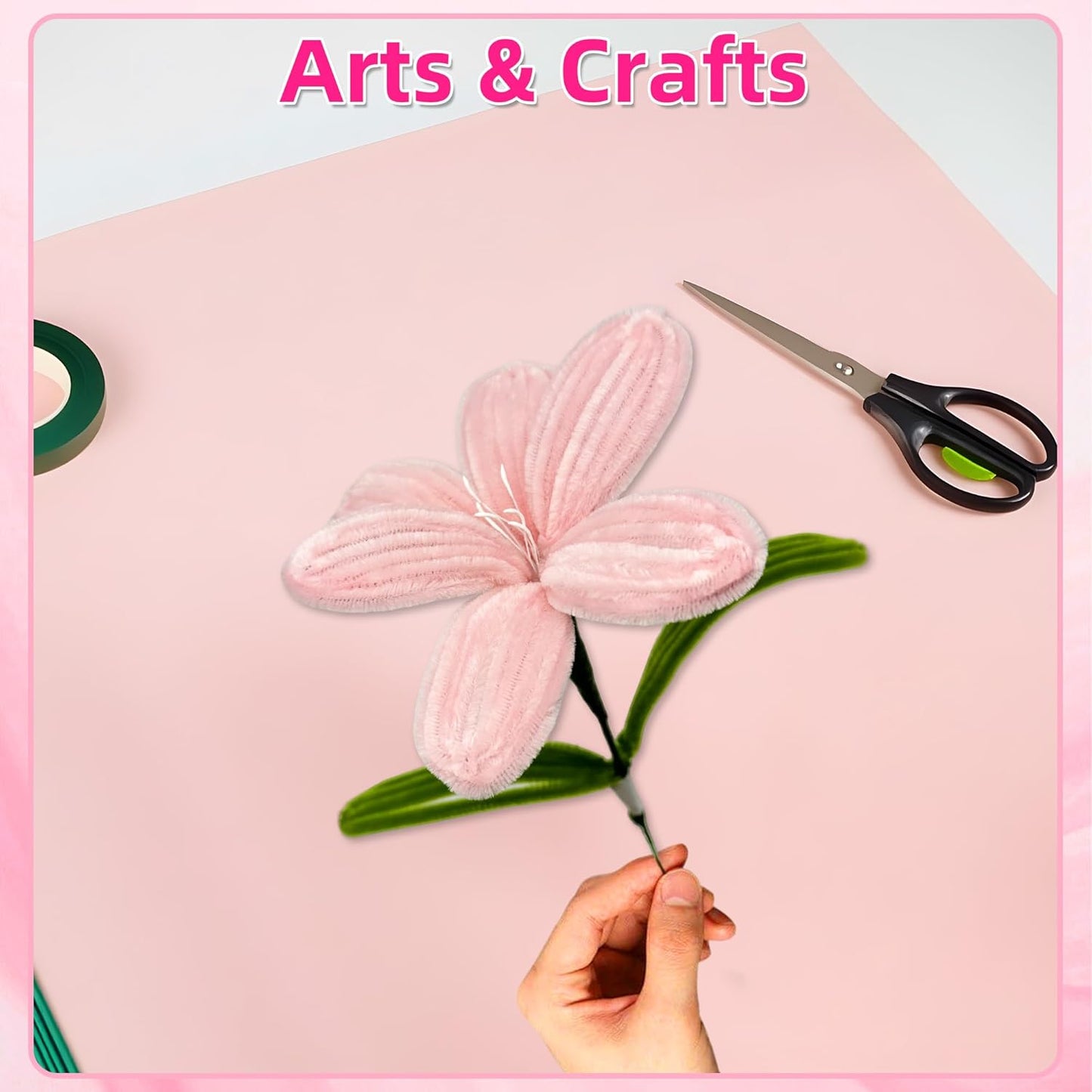 400pcs Multi-Colored Pipe Cleaners Craft Kit - Flower Making Supplies, DIY Arts and Crafts, Flexible Chenille Stems for Kids and Adults, Complete Pipe Cleaner Kit for Creative Projects