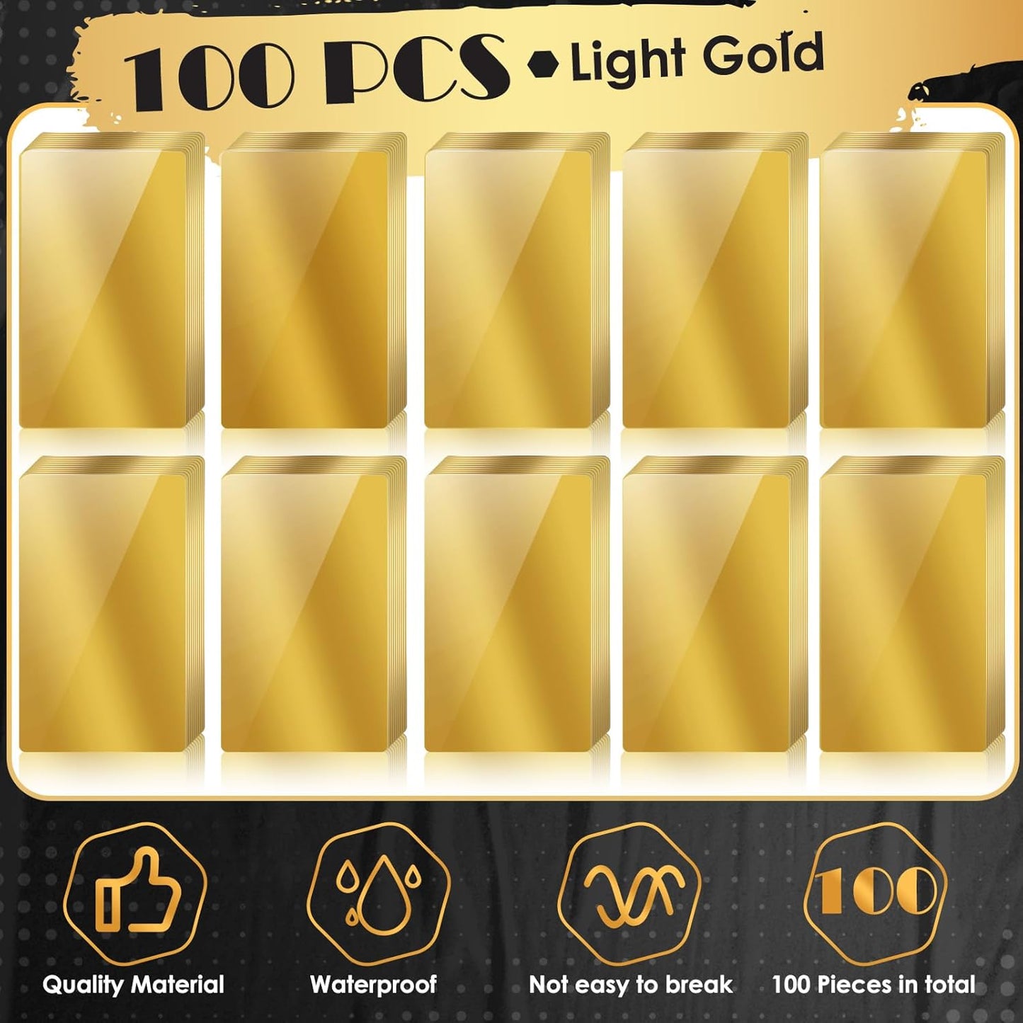 weparmeety 100 Pcs Metal Engraving Blanks Aluminum Sheet Laser Engraving Business Card Multipurpose DIY Gift Cards 86 x 54 x 0.21 mm (Gold)