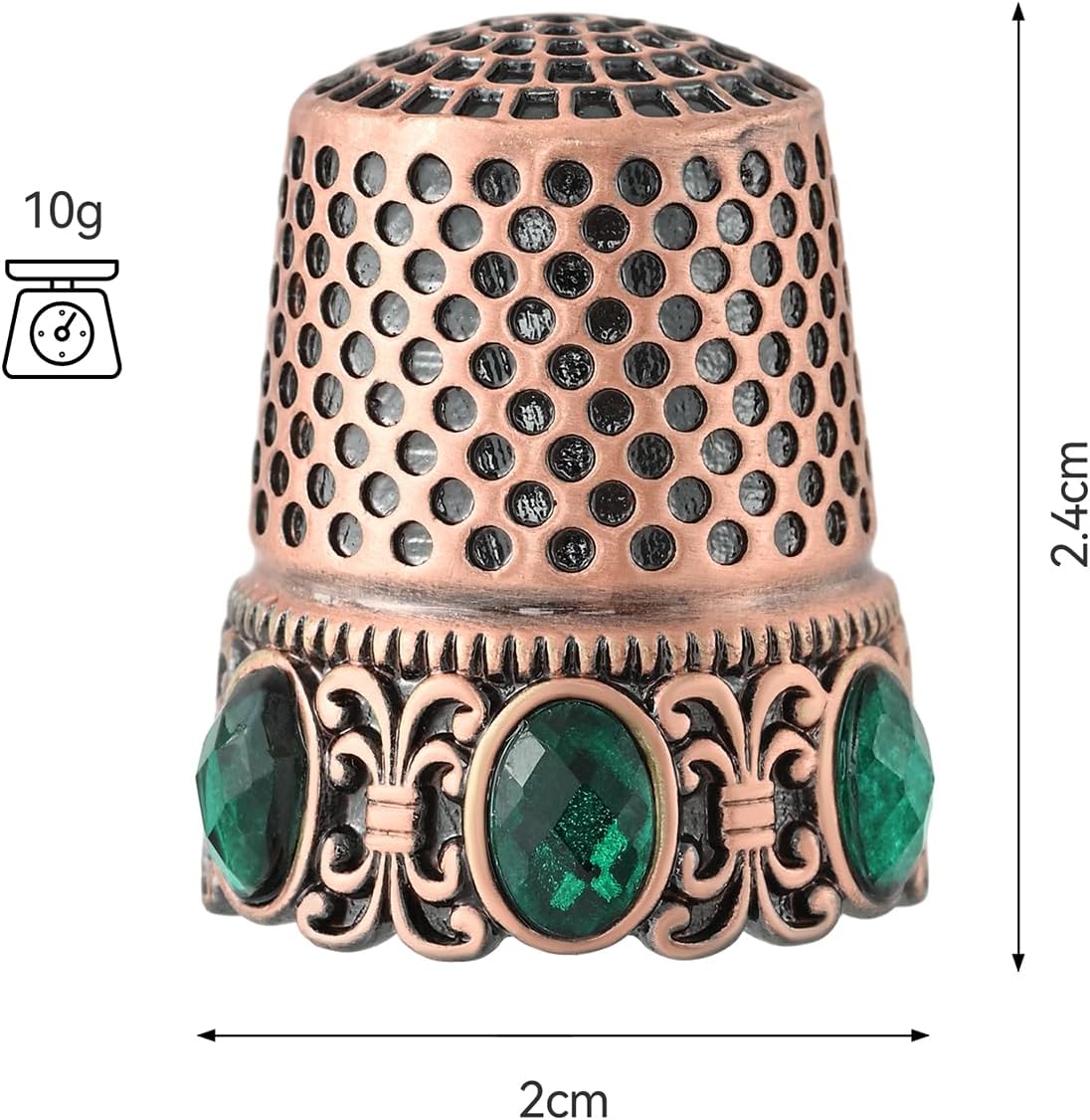 Vintage Sewing Thimble, Finger Protector Finger Shield Fingertip Thimble Sewing Quilting Craft Accessories DIY Sewing Tools (Red Copper)