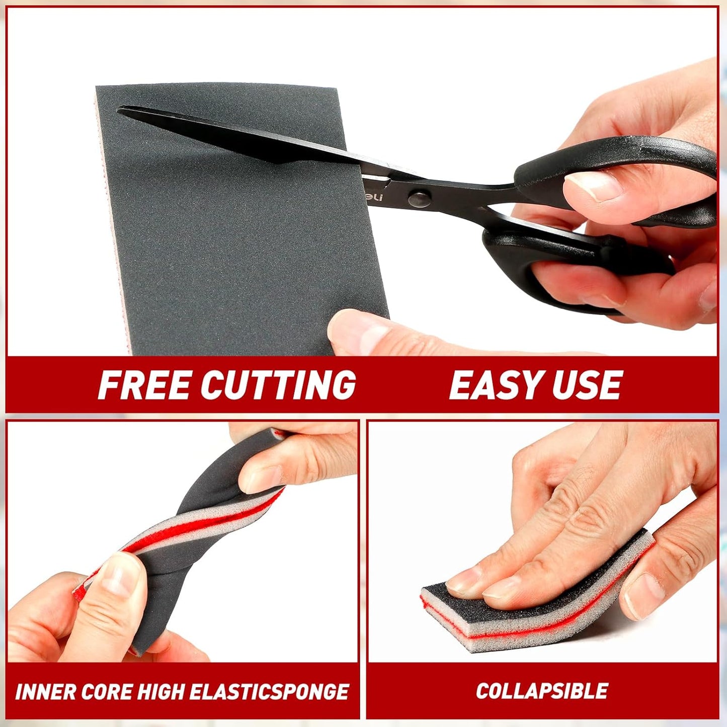 24 Pcs Sanding Sponge 1200-1500 Grit, Washable & Reusable Sanding Blocks for Wood, Metal, Drywall, Glazing, Wet Dry Sandpaper for Smooth Finishing