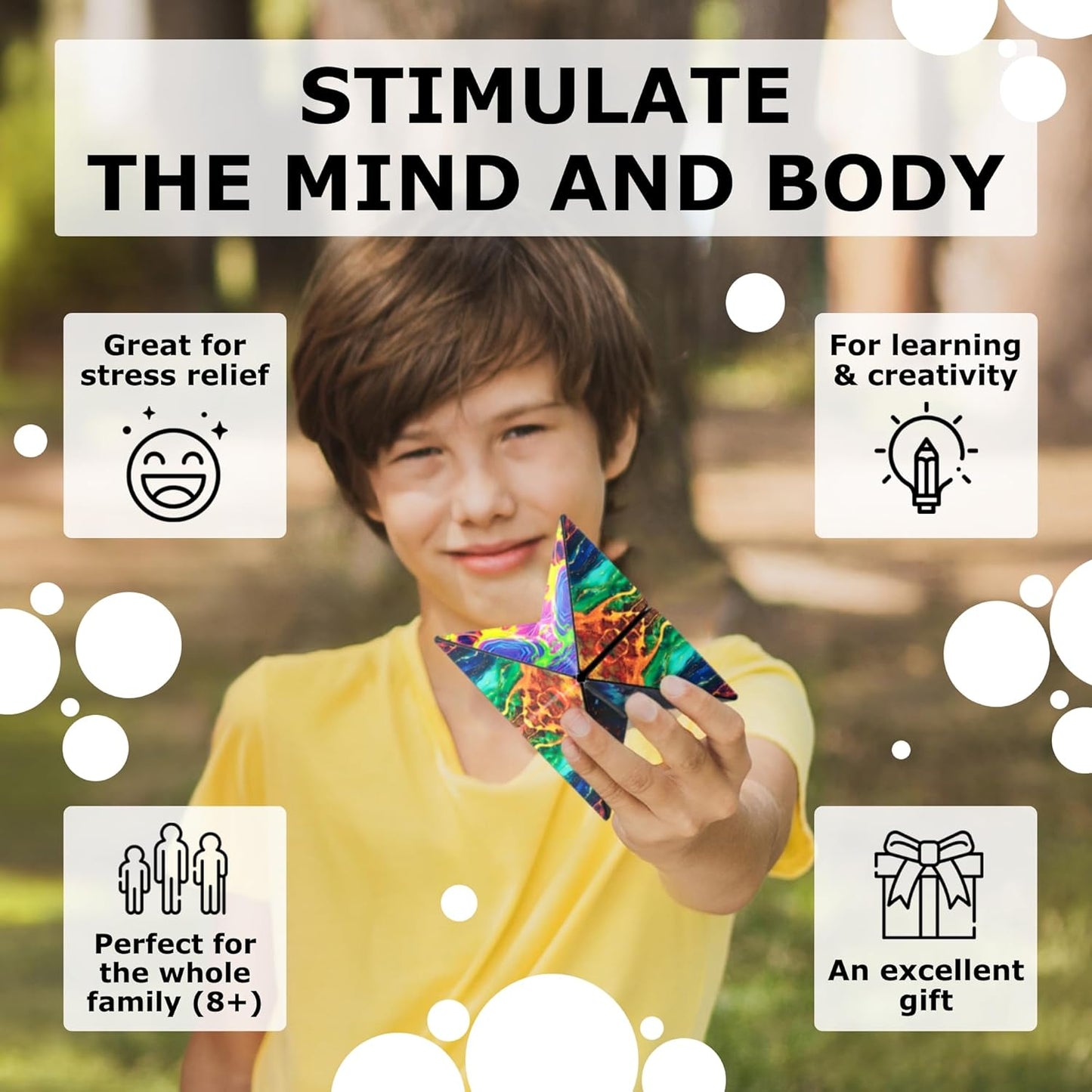 Shashibo OCTA Shape Shifting Sensory Fidget Toy – Magnetic STEM Brain Teaser Game Gift for Smart Kids 8-12, Teens and Adults with endless shape possibilities – Pairs All Shashibo Cubes (Infinity)