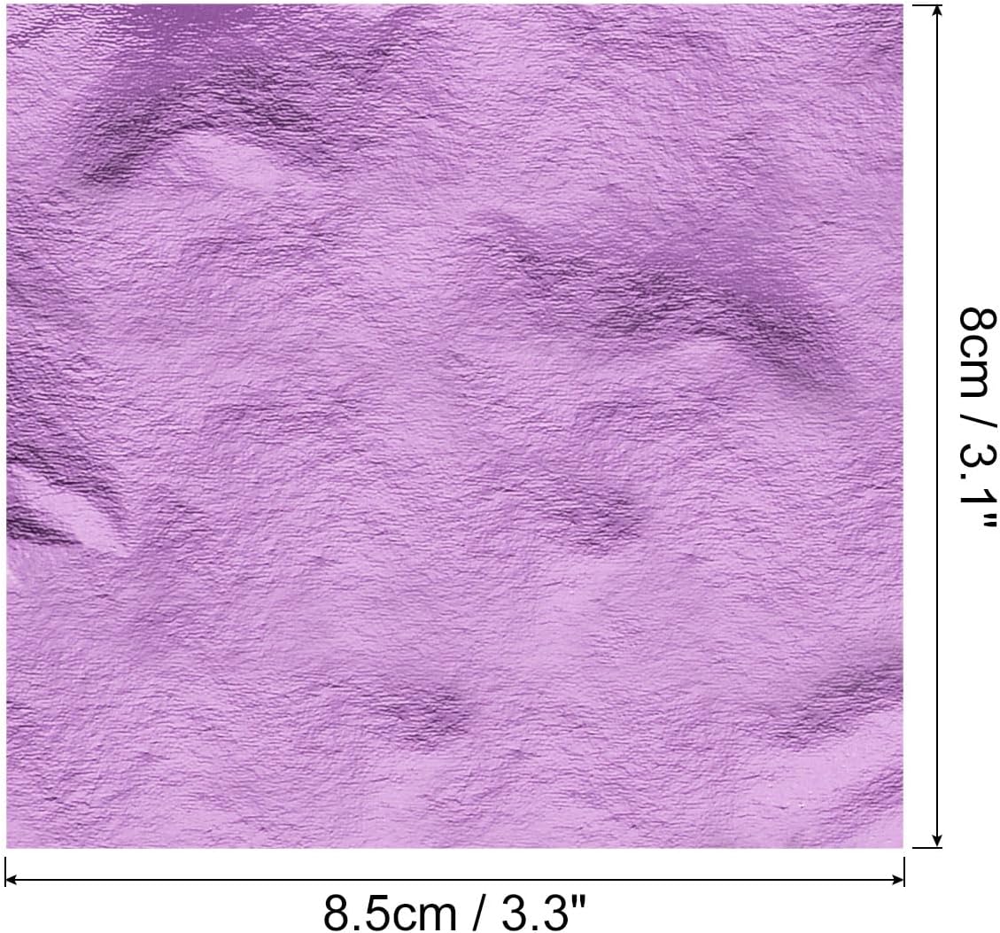 MECCANIXITY Gold Leaf Foil Sheet, Pink Purple Leaf Papers, 3.3 Inch x 3.1 Inch for Art Decoration, Sculptures, Painting, Pack of 150 Pcs