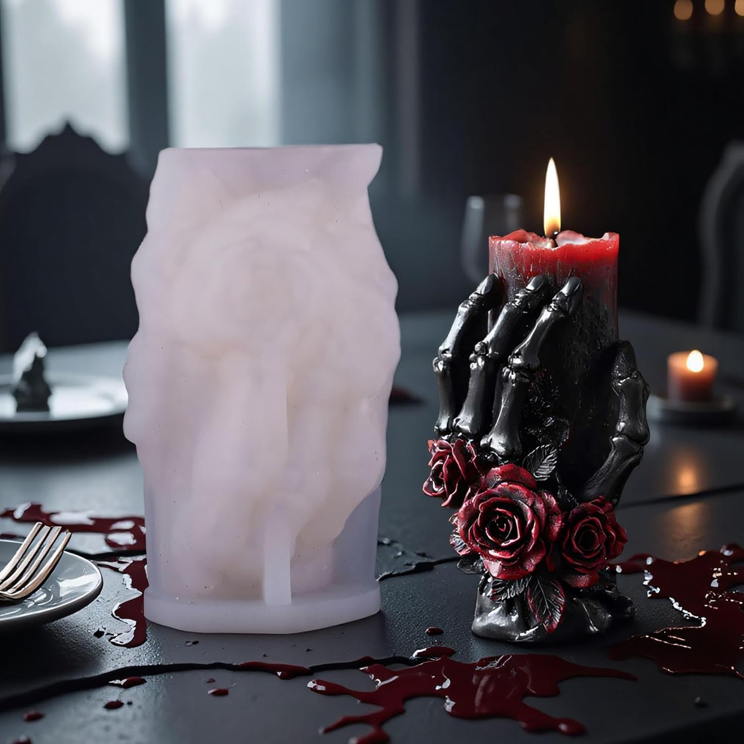 Skull Hand Ghost Cylinder Molds Silicone Wave Spiral Candle Mold - Silicone Resin Casting Molds for Candle & Resin & Soap Craft Supplies