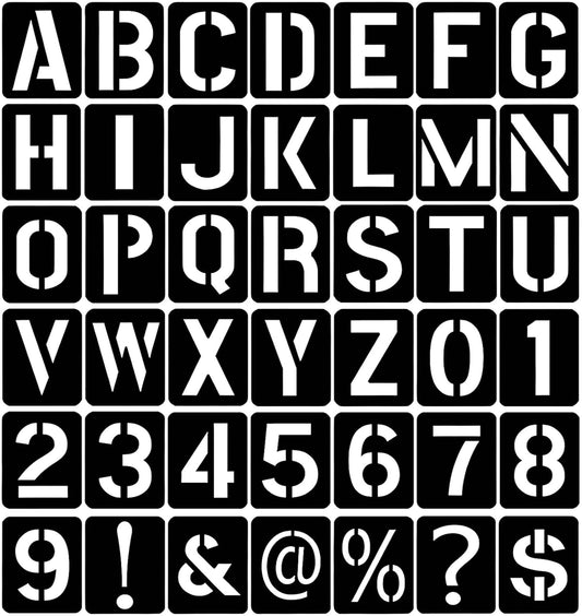 42 Pcs 3 Inch Alphabet Letter Stencils Symbol Numbers Stencils, Reusable Plastic Letter Template Set for Drawing on Wood, Wall, Glass, Porch, Fabric, Rock, Sign and Craft Decoration (Black)