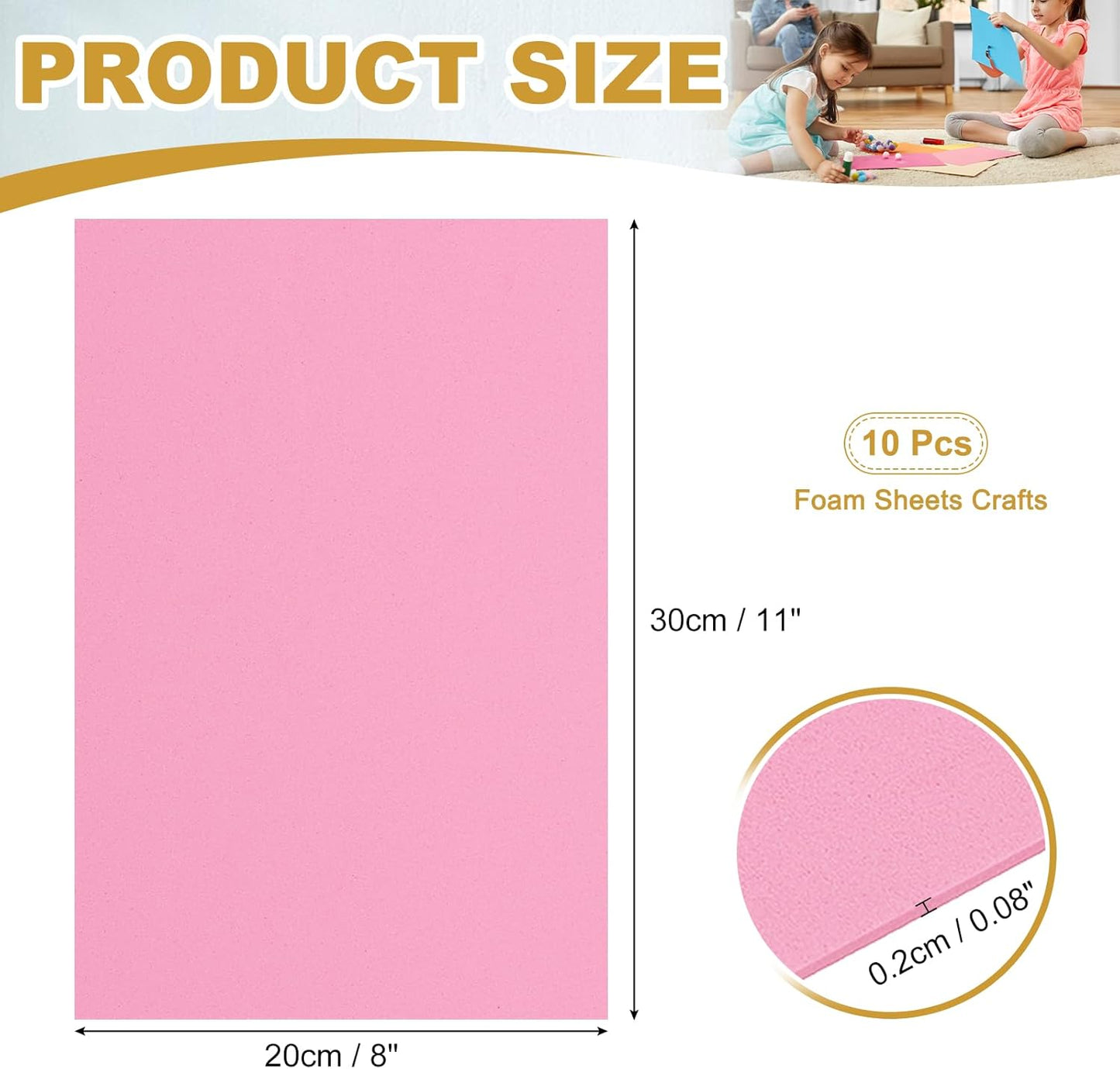 uxcell 10 Pcs Pink EVA A4 Foam Sheets Crafts, 12 x 8 Inch Foam Paper for DIY Crafts Project Classroom Scrapbook Art Cards Home Office Decoration (2mm Thick)