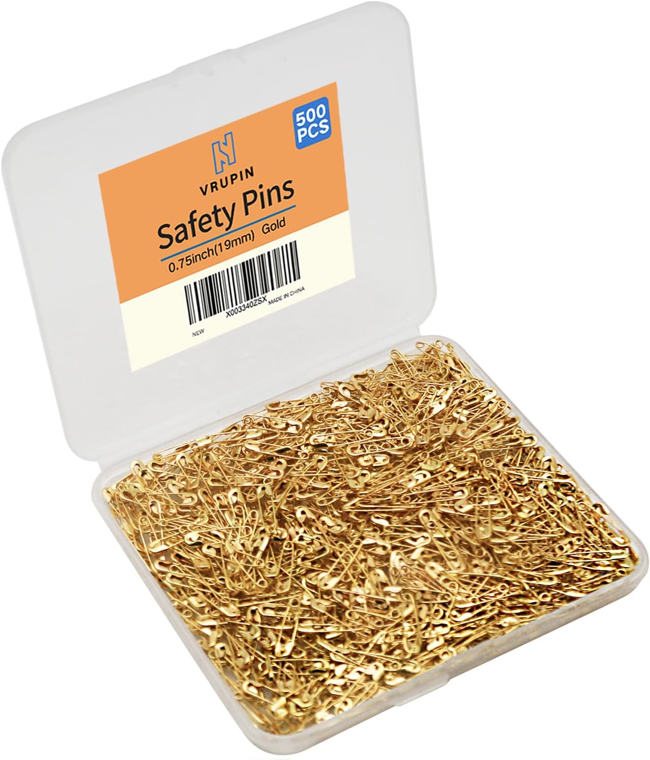 500PCS Safety Pins, 0.75Inch/19mm Small Safety pins, Rust Resistant Nickel Plated Steel Set for Crafting, Sewing, Rimming Fastening Clip Button for Garment Hang Tag (Gold)