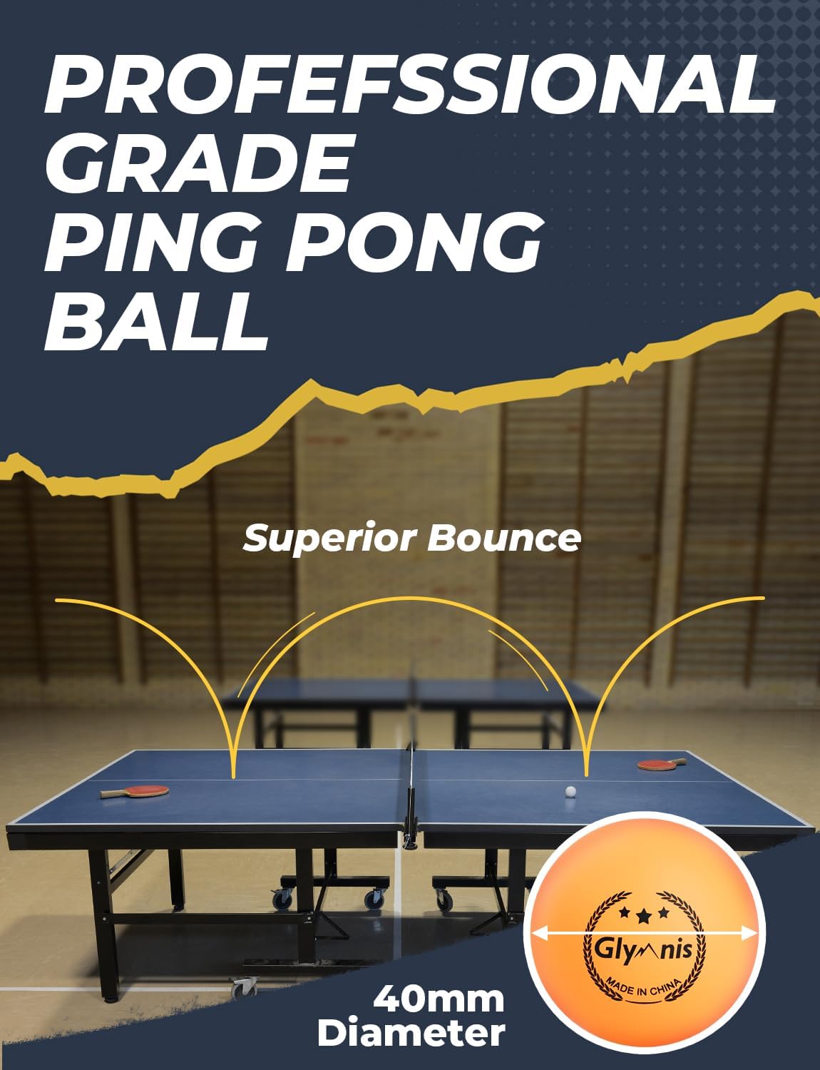 Glymnis Ping Pong Paddles Set Table Tennis Rackets with Balls, Storage Case for Indoor Outdoor Table Tennis Paddle Game Accessories