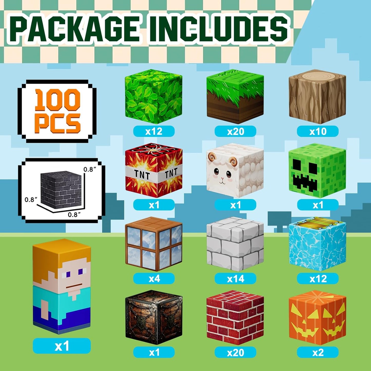 100PCS Magnetic Blocks - Grassland Magnetic Building Blocks Set, STEM Sensory Outdoor Toys, Build Forest World Set for 3+ Year Old Boys&Girls, Christmas Birthday Gift (Forest)