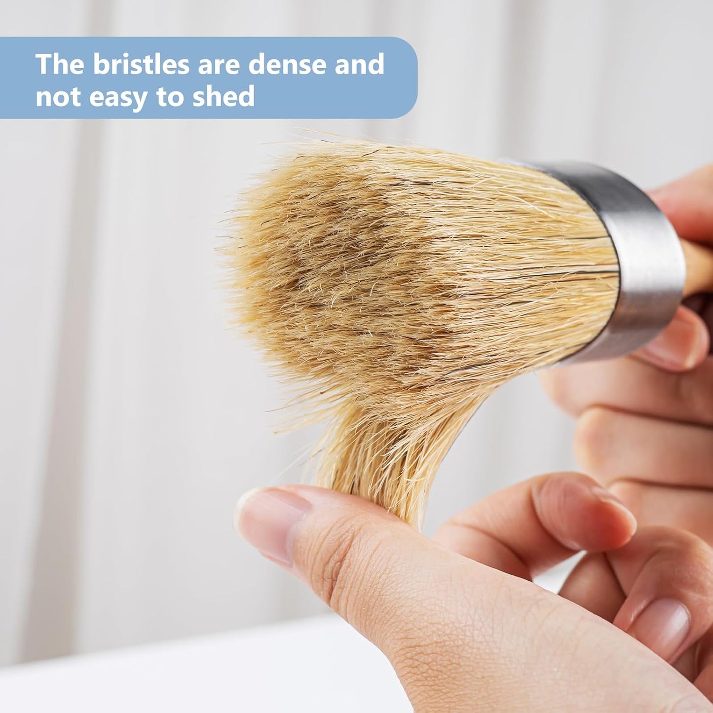 Mister Rui Chalk Paint Brushes, 3 Pack Wax Brush Set, Round Paint Brush Use with All Paints, Natural Bristle Brush for Painting, Stencils, Waxing, Home Decor, DIY Art Crafts