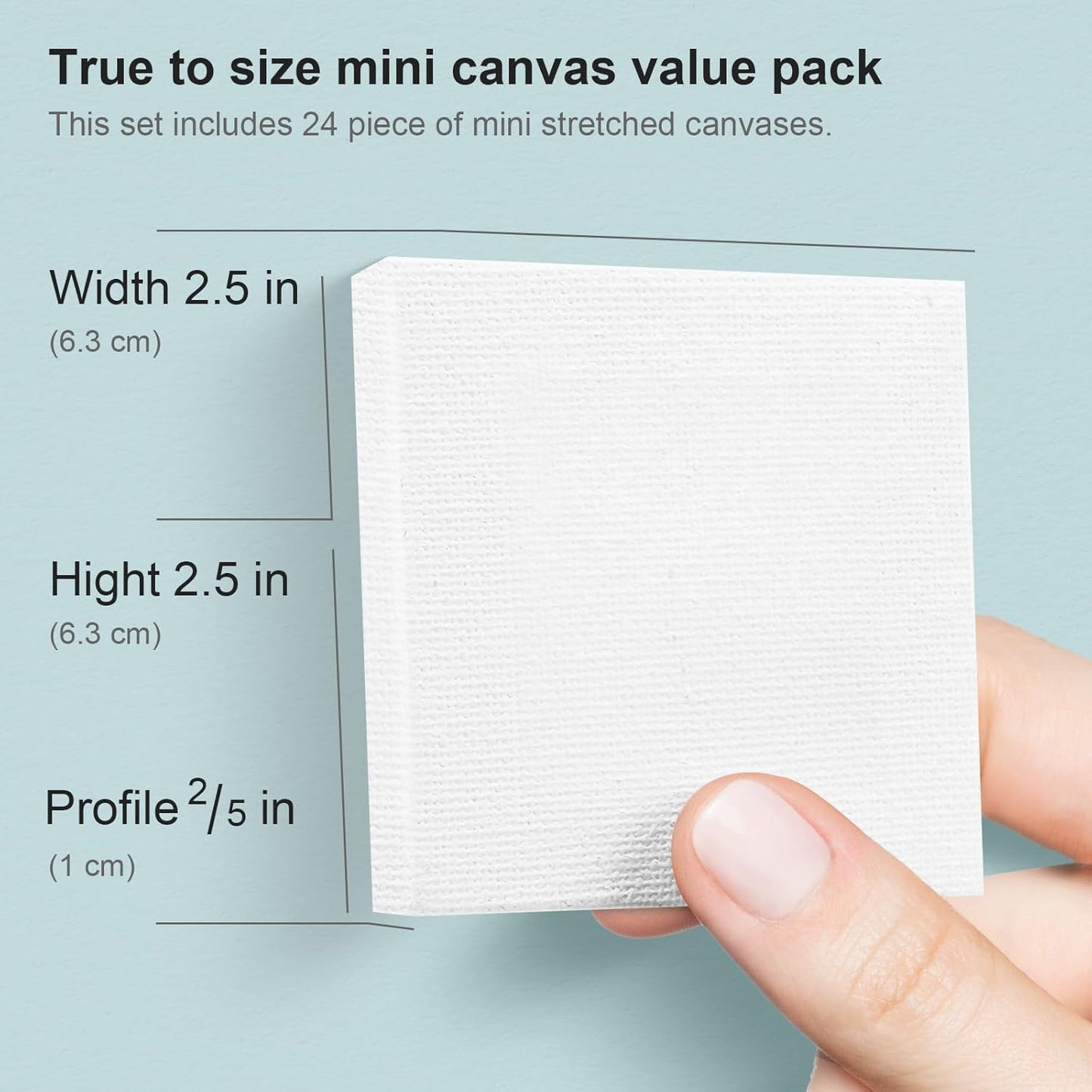 AUREUO Mini Stretched Canvas - 2.5x2.5 Inch / 24 Pack - 2/5 Inch Profile Small Square Canvas - Gift Set Bulk Pack Canvases for Acrylic Painting & Craft