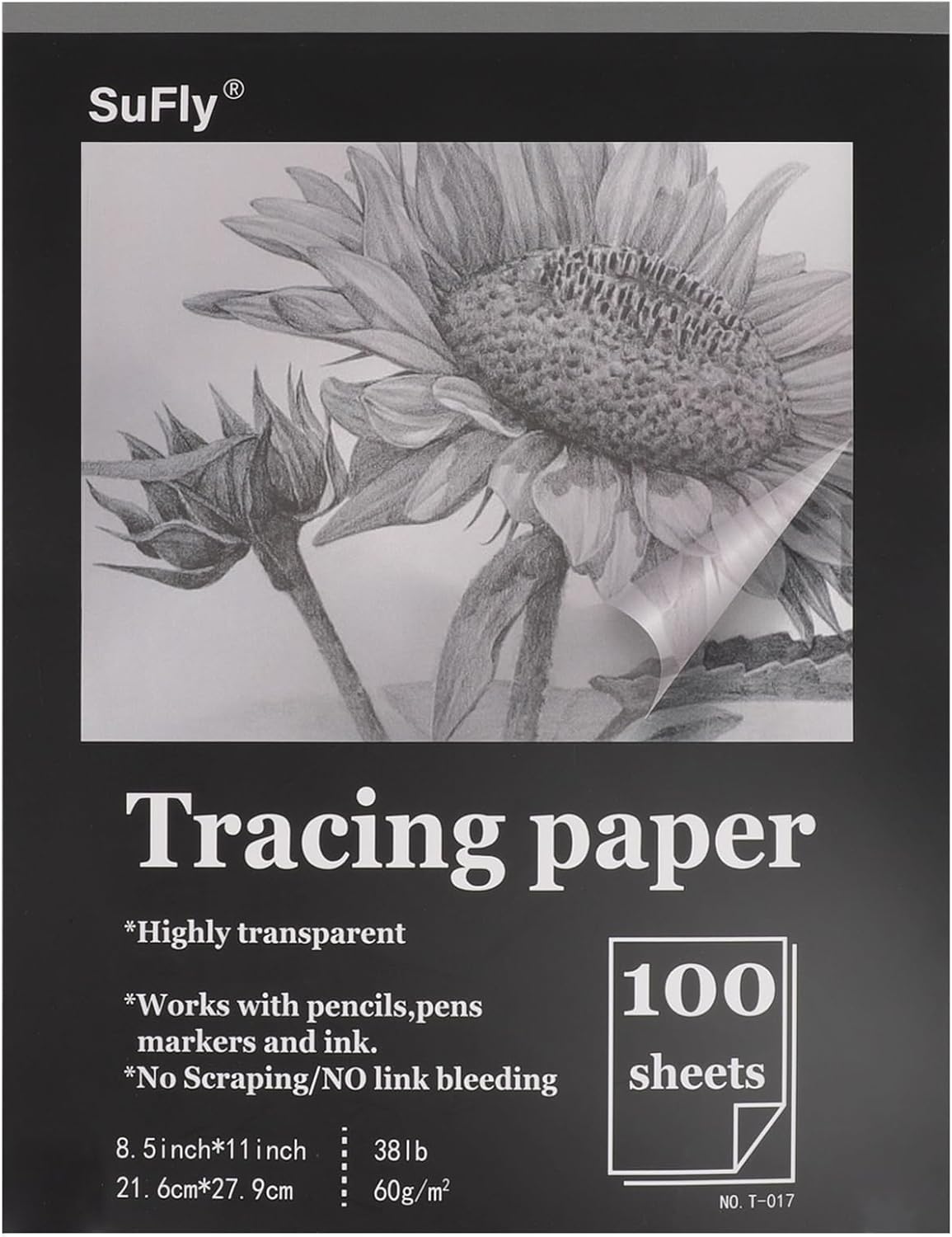 Tracing Paper 8.5x11 inch, 100 Sheets Transparent Vellum Paper for Tracing Pads, 38lb/60gsm Translucent Tracing Paper for Pencil, Marker and Ink，Trace Images, Sketch, Preliminary Drawing, Overlays.
