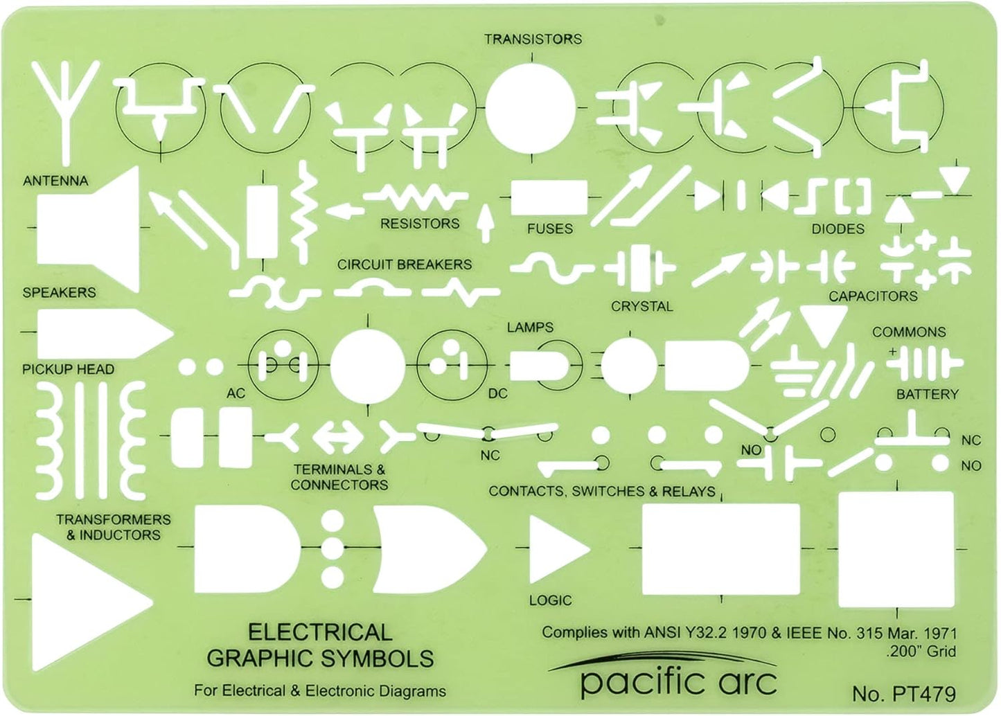 Pacific Arc Template: Electrical Graphic Symbols, 117 Openings 5" x 7"