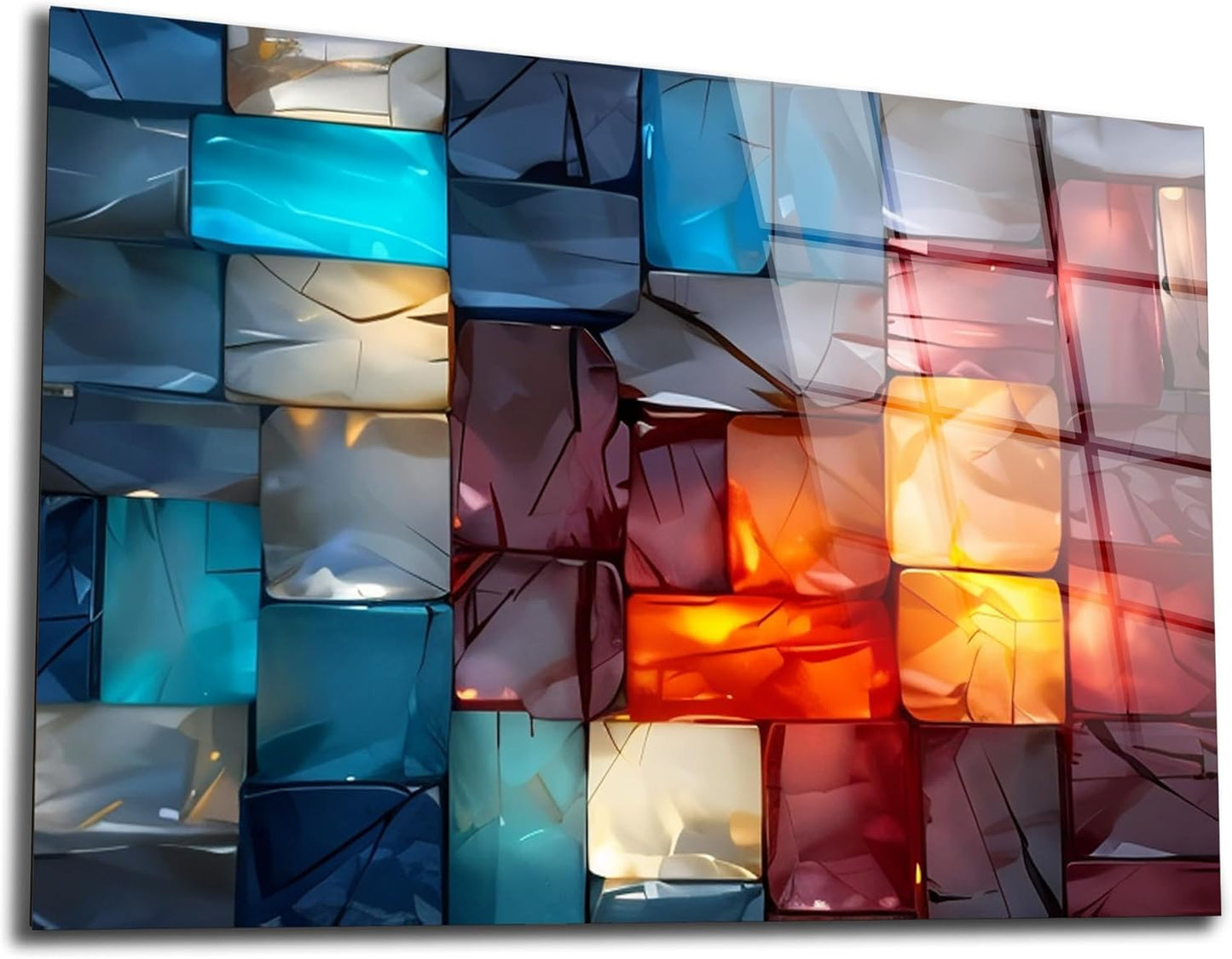 Magical Light Play and Stunning Colors Printed Tempered Glass Wall Art Painting for Living Room, Tempered Glass Modern Prints Decor, Large Vivid Color Panel for Bedroom, Kitchen, or Office