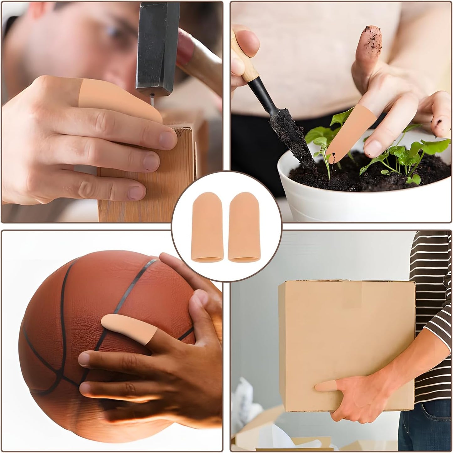 10PCS Silicone Finger Protectors Cots Thumb Protector - Waterproof Finger Protector for Cuts, Injuries & Crafting, Fingertip Protector Glove That Covers Thumb Finger Covers(Medium & Large, Nude)