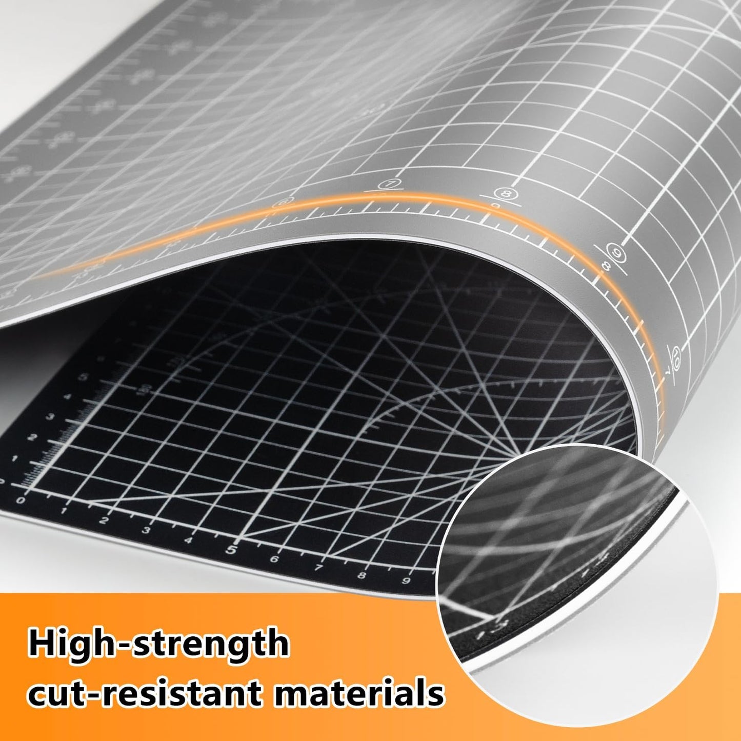 Ecraft Self Healing Cutting Mat:18" x 24" Double Sided 5-Ply Hobby Mat, A2 Rotary Cutting Sewing Mat for Crafts, Fabric,Sewing,Quilting,Scrapbooking,Projects,Grey/Black