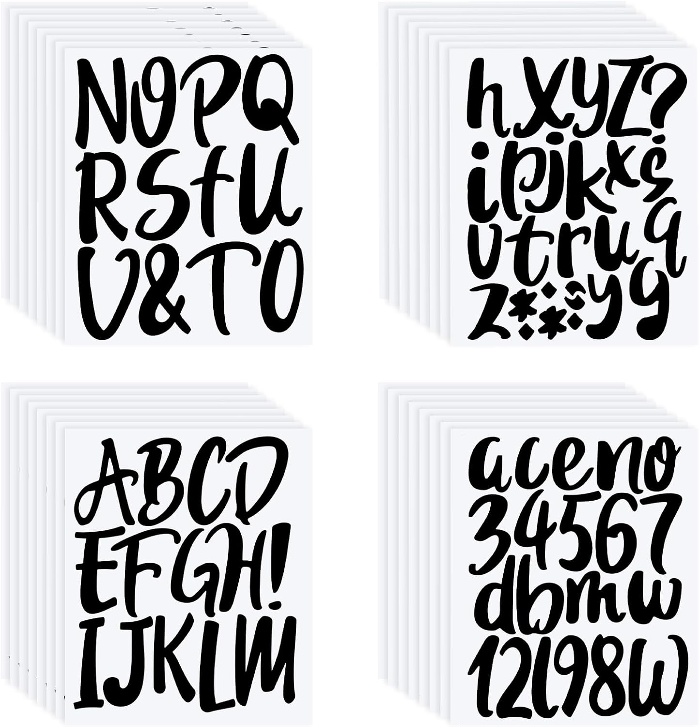 Outus 576 Pieces 8 Sheets Letters Stickers Self Adhesive Vinyl Letter Alphabet Number Stickers Mailbox Numbers Sticker, Decals for Classroom Decor, Sign, Door(Black,4 Inch)