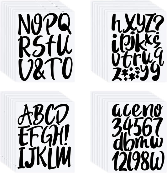 Outus 576 Pieces 8 Sheets Letters Stickers Self Adhesive Vinyl Letter Alphabet Number Stickers Mailbox Numbers Sticker, Decals for Classroom Decor, Sign, Door(Black,4 Inch)