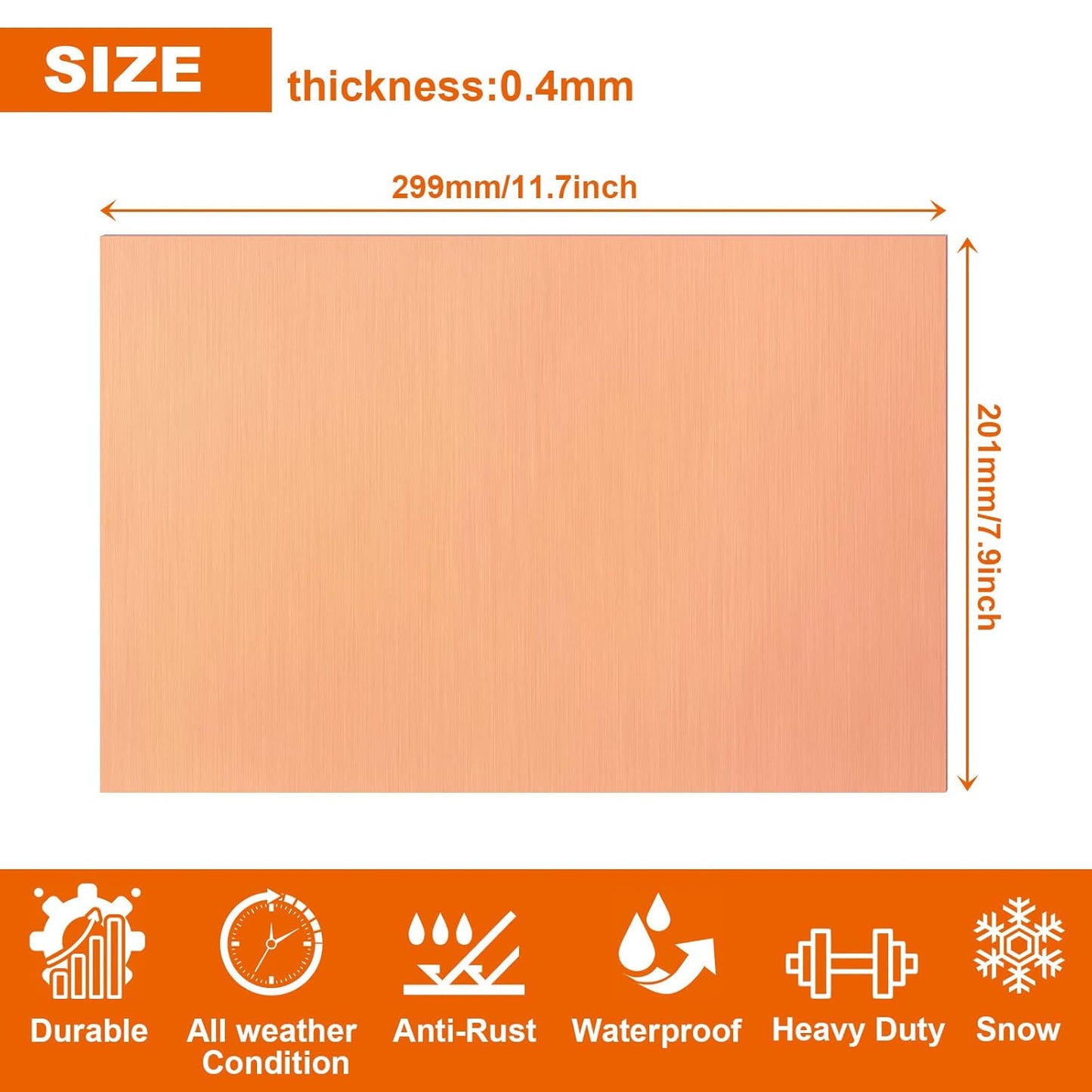 2PCS Copper Sheet, 8” x 12”, 24 Gauge(0.02inch Thick), Double-Sided Attached Film Copper Plates for Jewelry, Handmade Pure Copper Artworks, Repairs, Enameling, Electrical, No Scratches