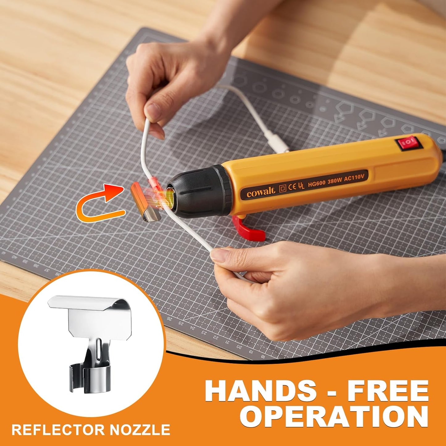 Mini Heat Gun 380W – Dual Temp Hot Air Tool with Long 4.9ft Cable & Nozzle for Phone Repair, Vinyl Wrap, Shrink Tubing, DIY Crafts, Embossing, Candle Making – Portable & Overload Protected