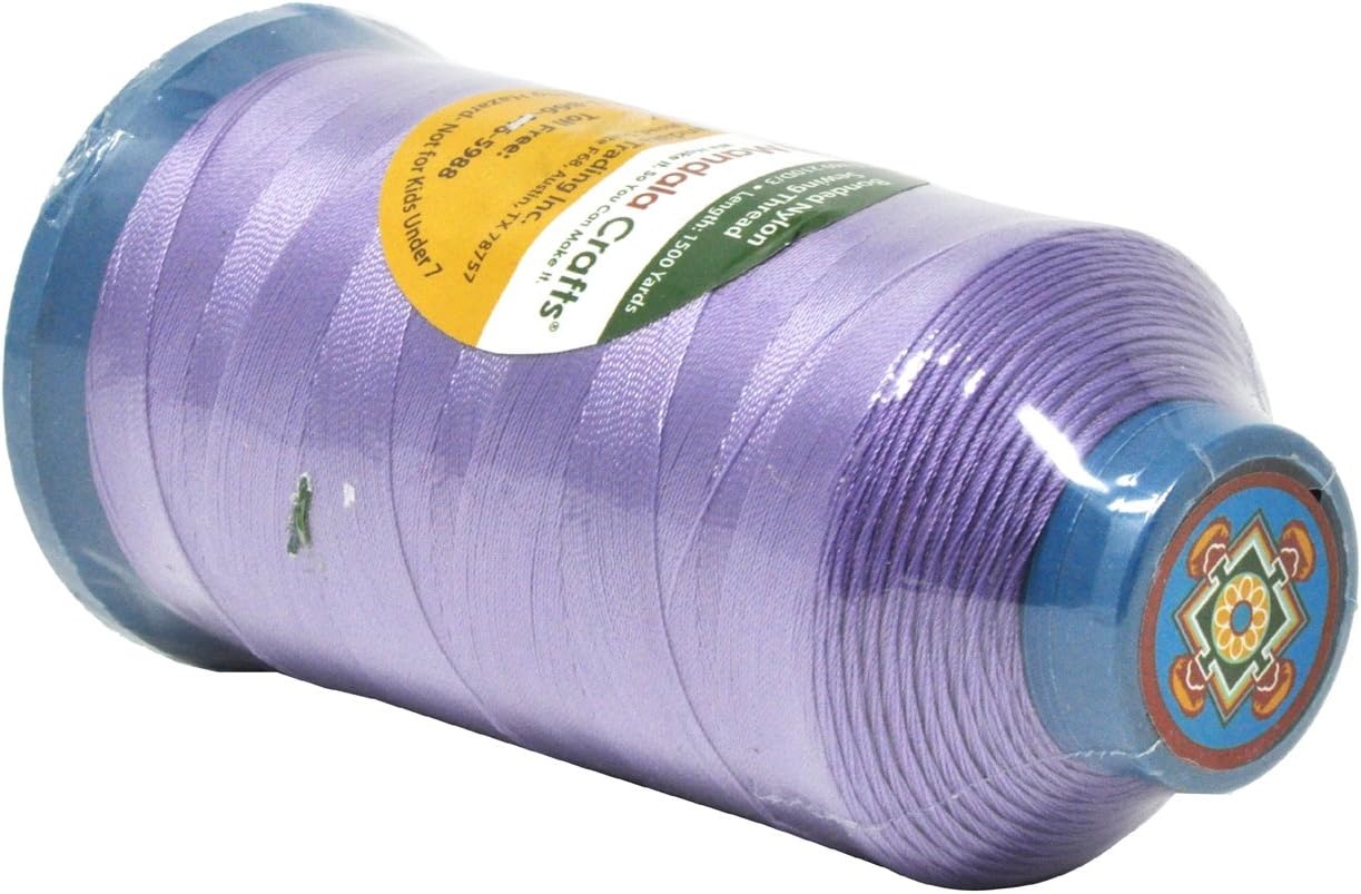 Mandala Crafts Bonded Nylon Thread Lilac Heavy Duty Sewing Threads - 1500 YDs Size 69 210D T70 Tex 70 Thread for Leather Jeans Weaving Outdoor Marine Upholstery Threads
