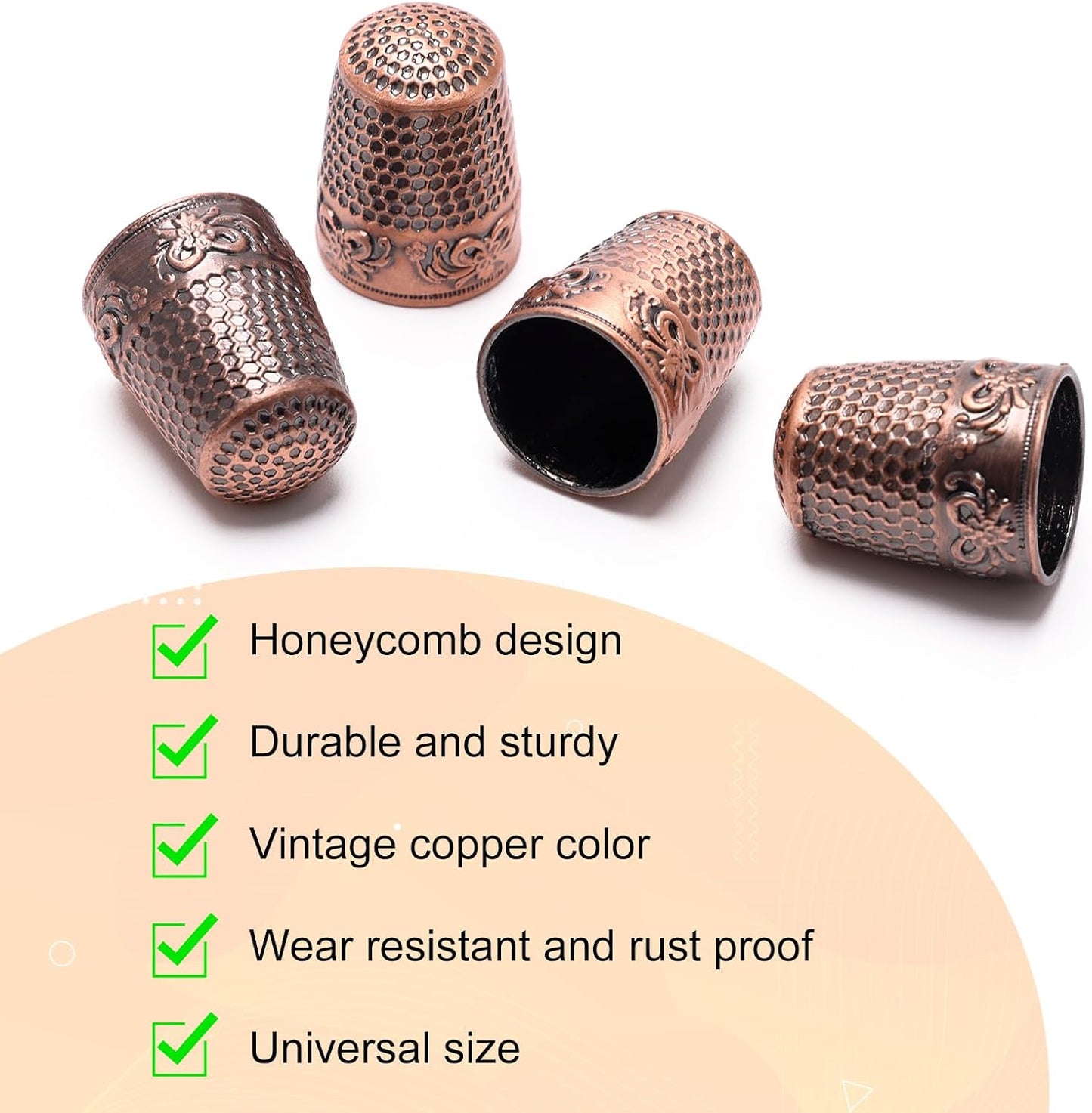 4Pack Thimbles for Hand Sewing, Sewing Thimble Hand-Working Sewing Thimble Finger Protector (Rose)