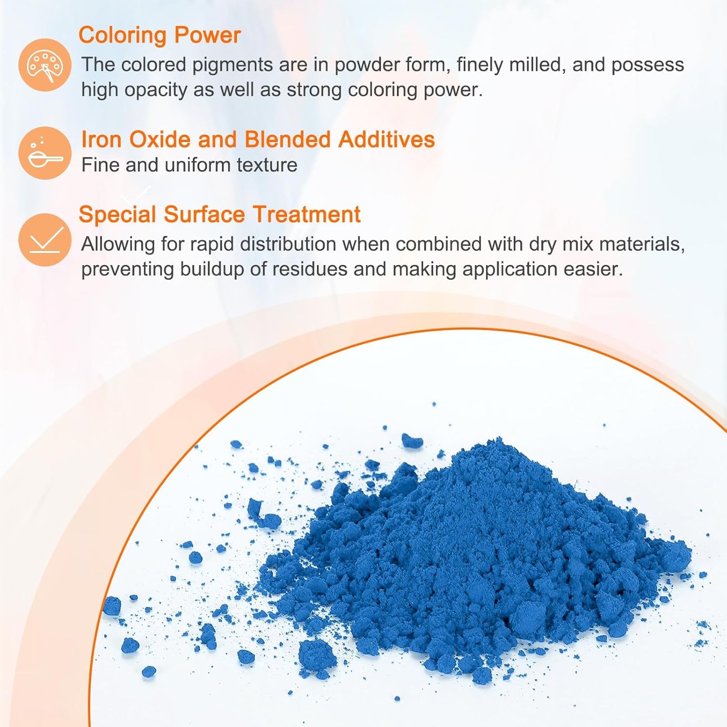 HARFINGTON Iron Oxide Powder Concrete Pigment 500 Mesh 3.5oz (100g) Iron Oxide Grout Pigment for Pastel Tile Paint Concrete Cement, Sky Blue
