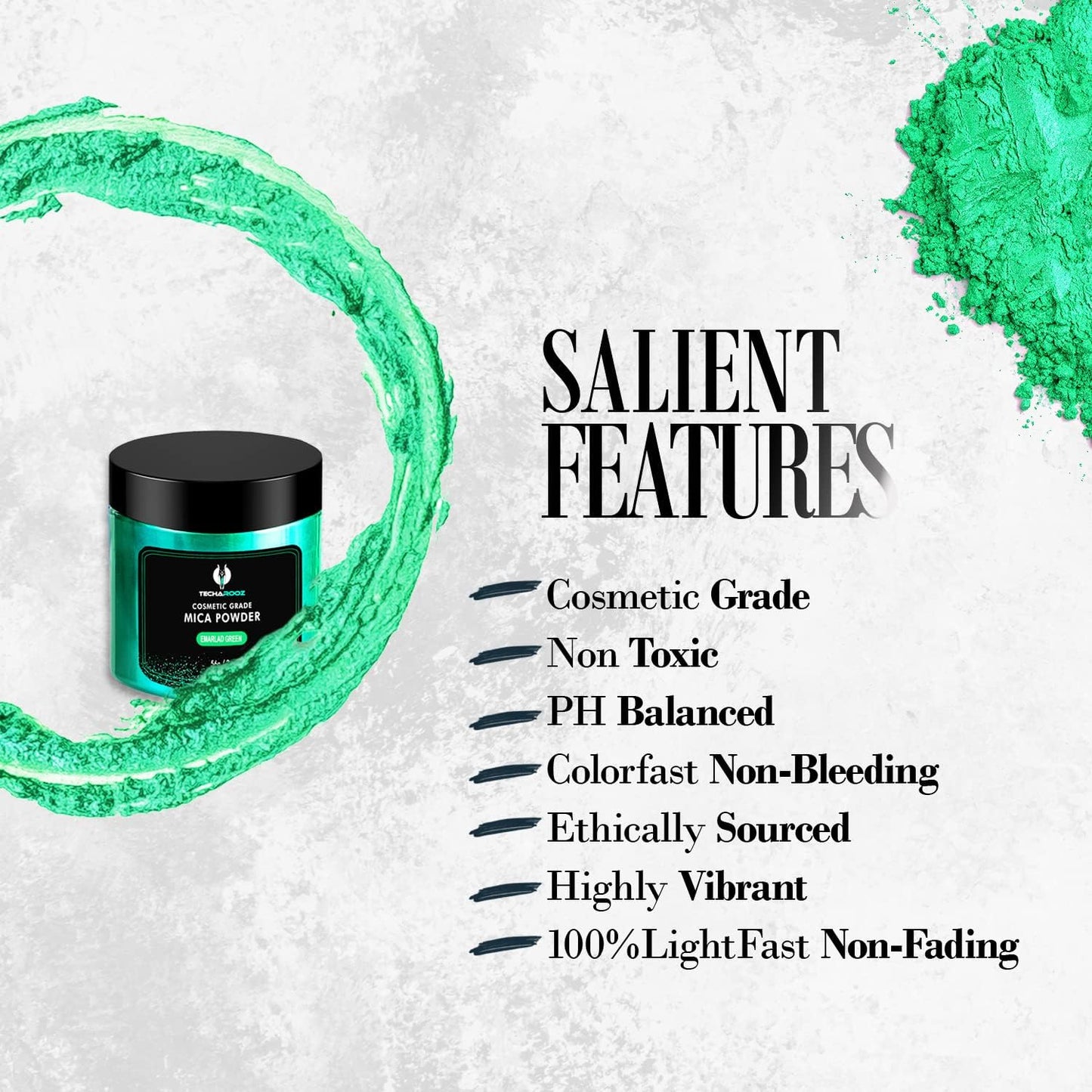 Emerald Green Mica Powder for Epoxy Resin 56g / 2oz. Jar - Techarooz 2 Tone Resin Dye Color Pigment Powder for Lip Gloss, Nails, Colorant for Slime Bath Bombs Soap Making & Polymer Clay