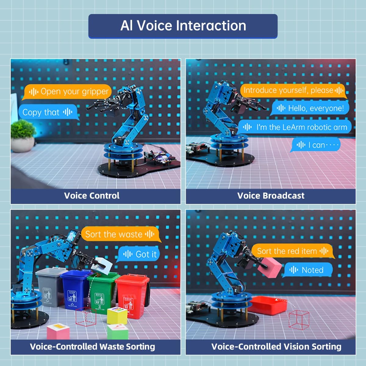 Robotic Arm Kit 6DOF Programming Robot Arm with 6 Servos, Handle, Mechanical Claw, etc, PC Software APP Control with Tutorial for Arduino STEM Education & Engineering Science Kits, LeArm Open Source